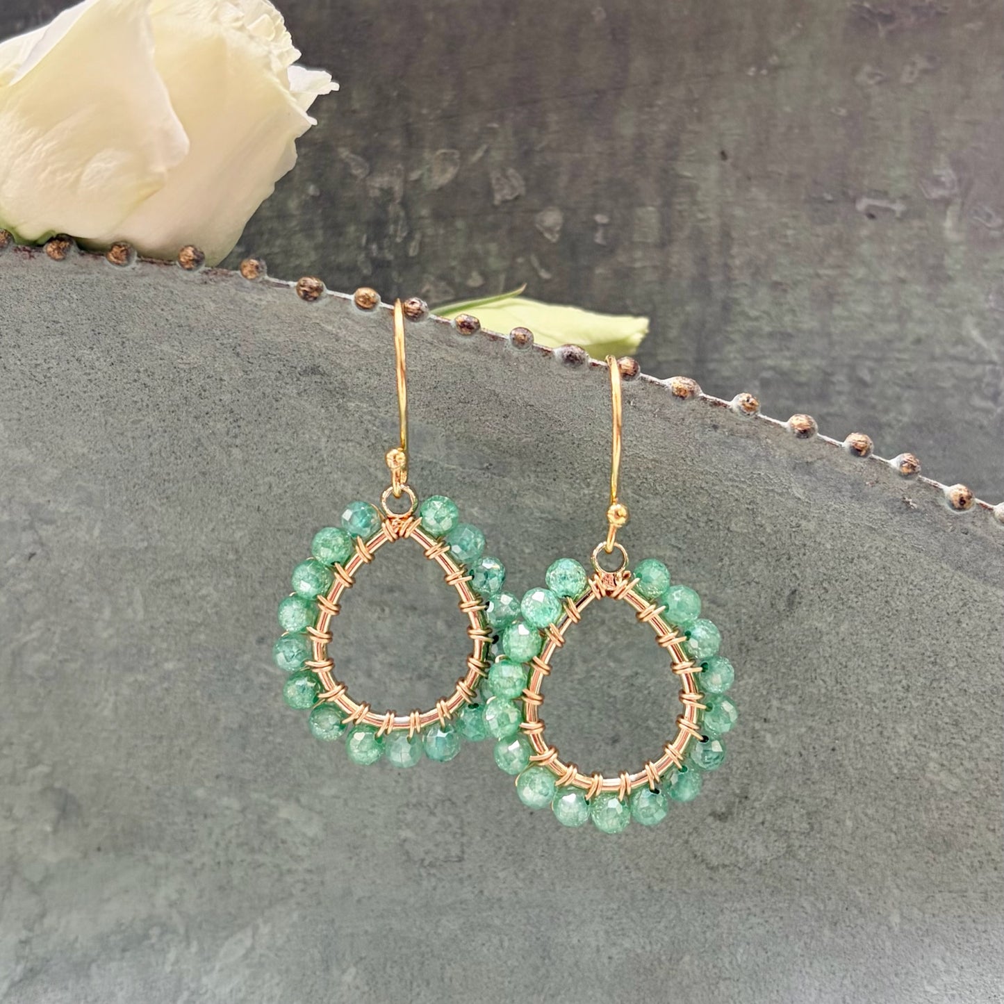 *Mint Green Jade Mini Teardrop Earrings
