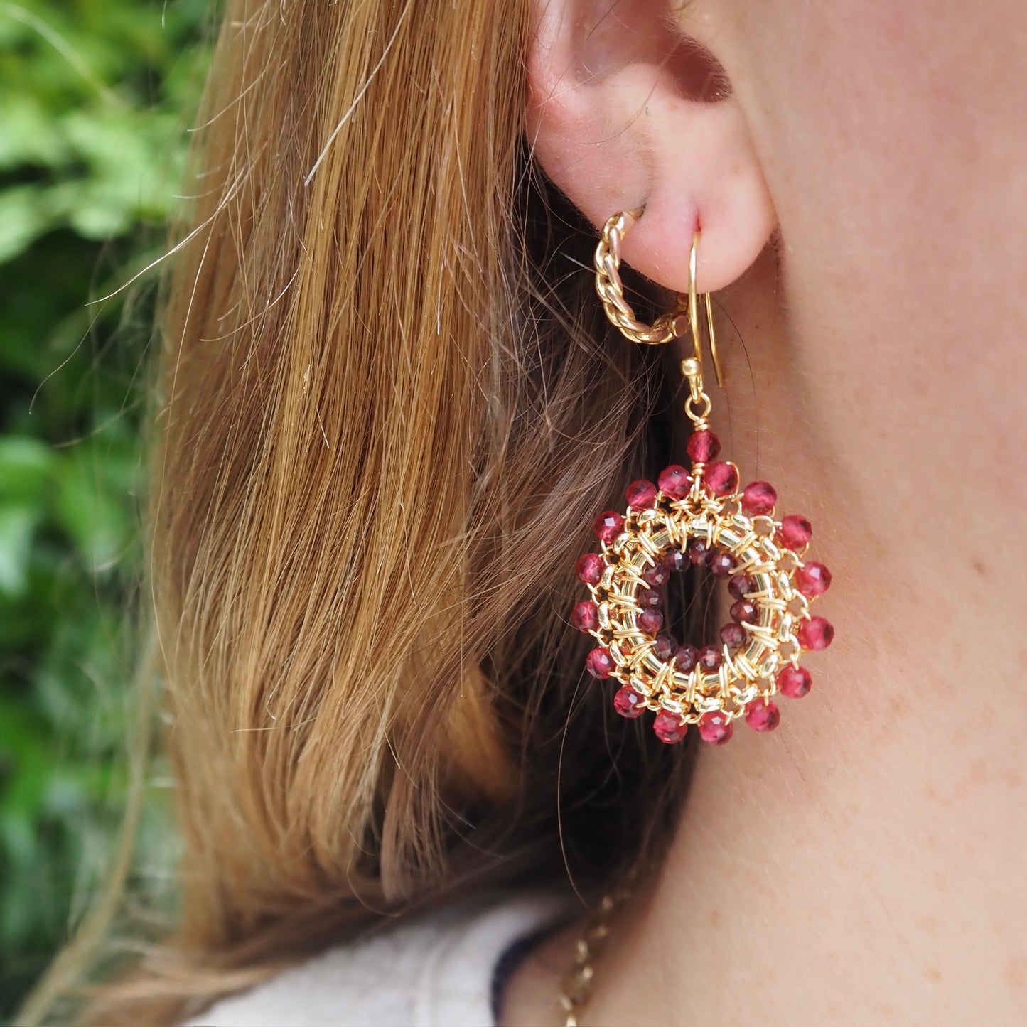 Pale Denim Blue Azurite & Dark Denim Iolite Rolo Round Beaded Earrings