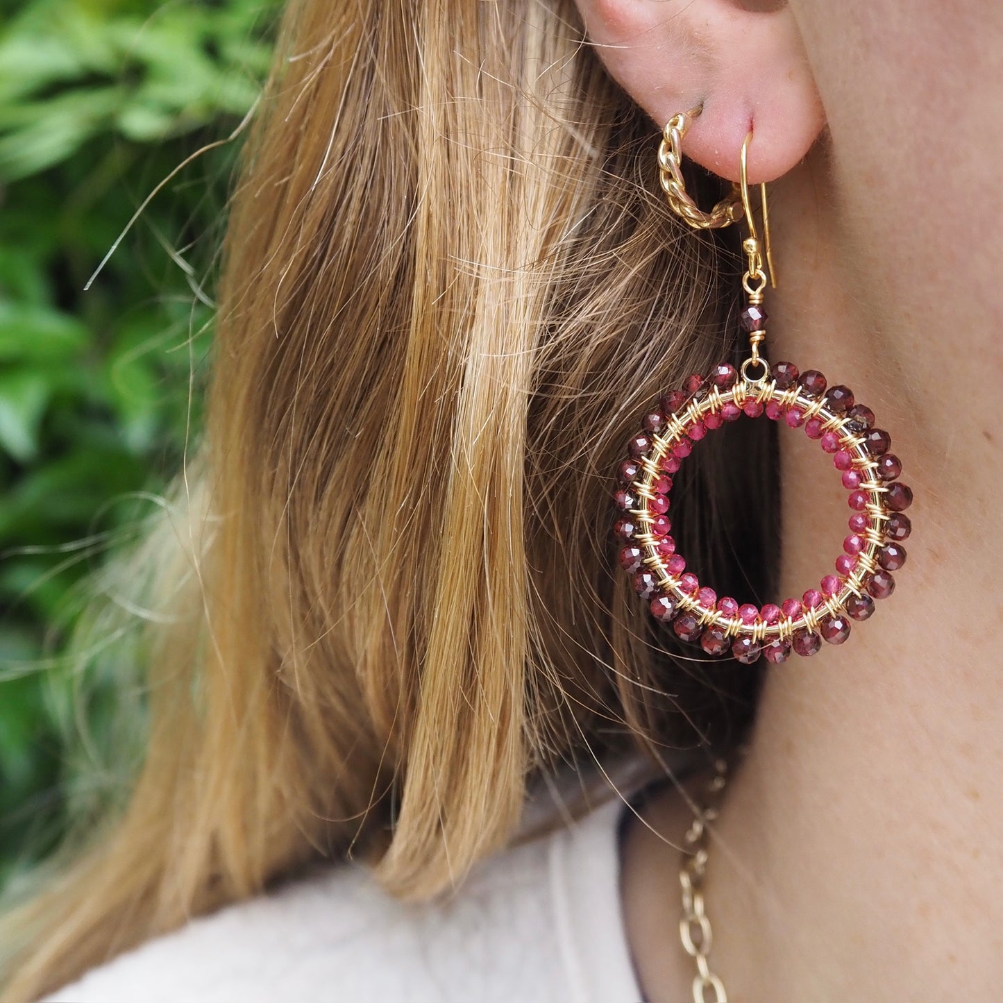 *Freshwater Pearl Double Round Beaded Earrings