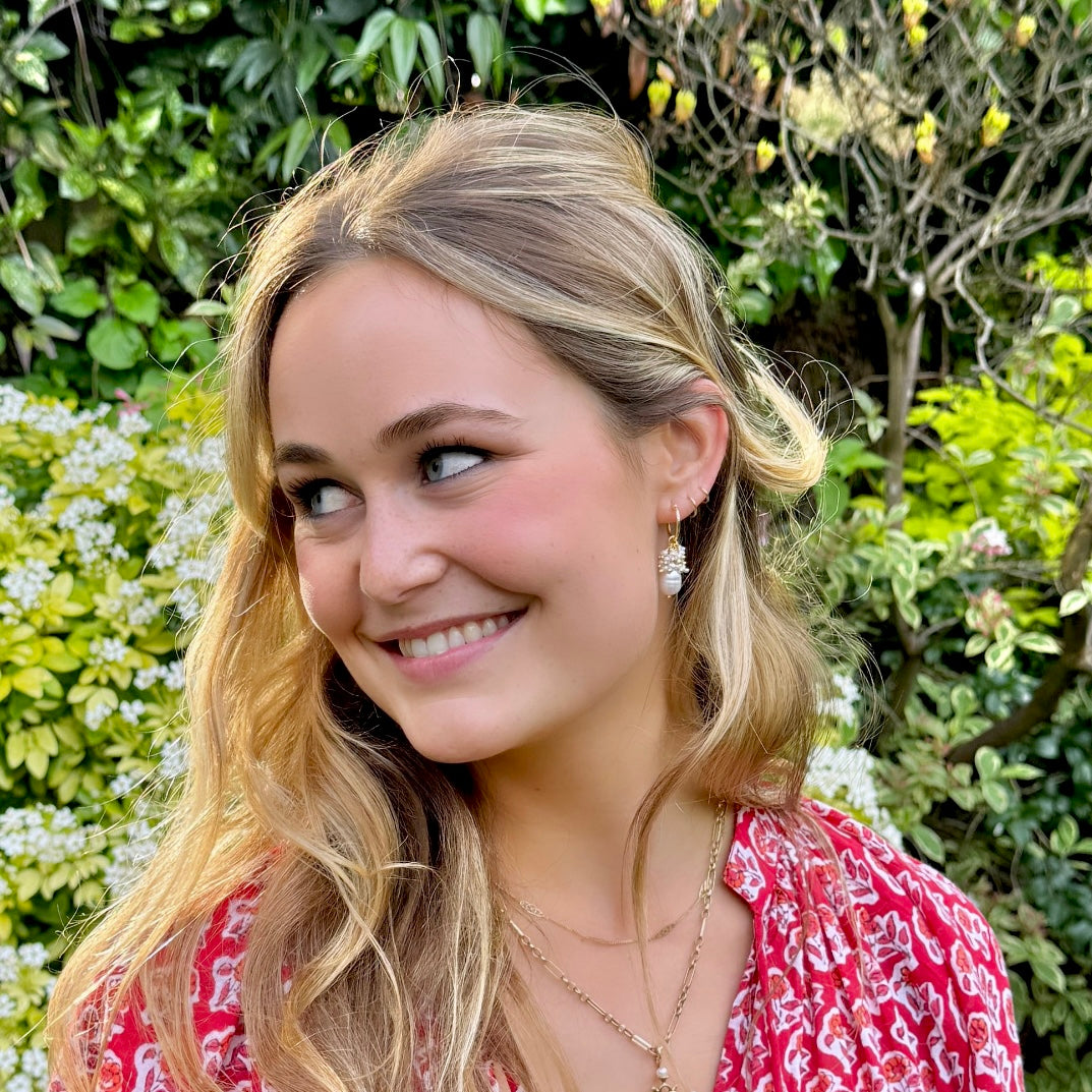 Mini Hoop Earrings With Ibiza Pearl Drops