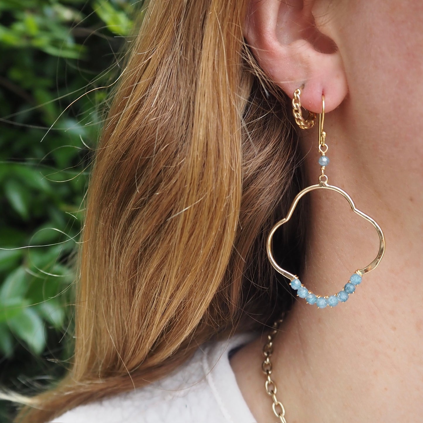 Olive Green Peridot Clover Earrings