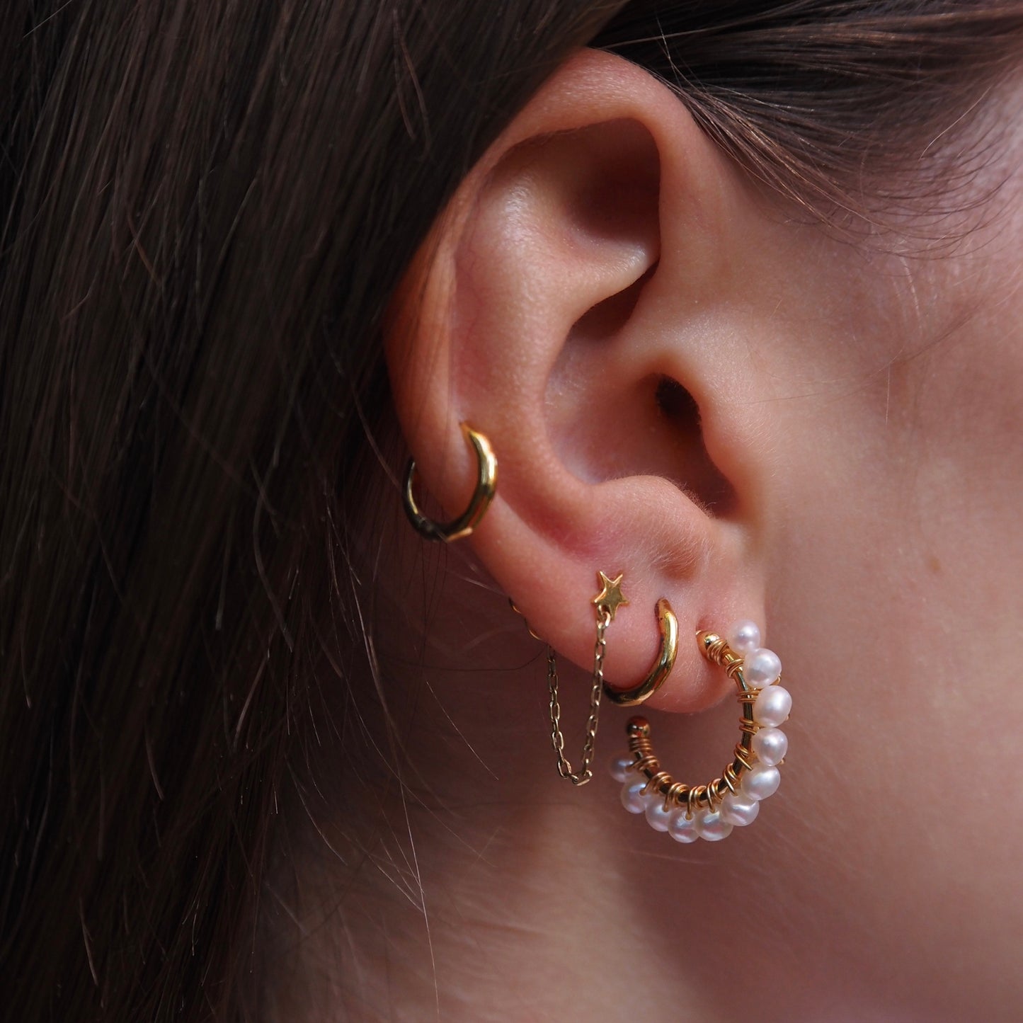 Freshwater Pearl Mini Hoop Beaded Earrings