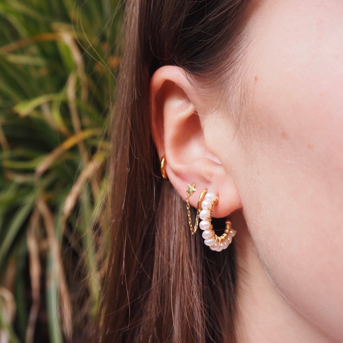 Freshwater Pearl Mini Hoop Beaded Earrings