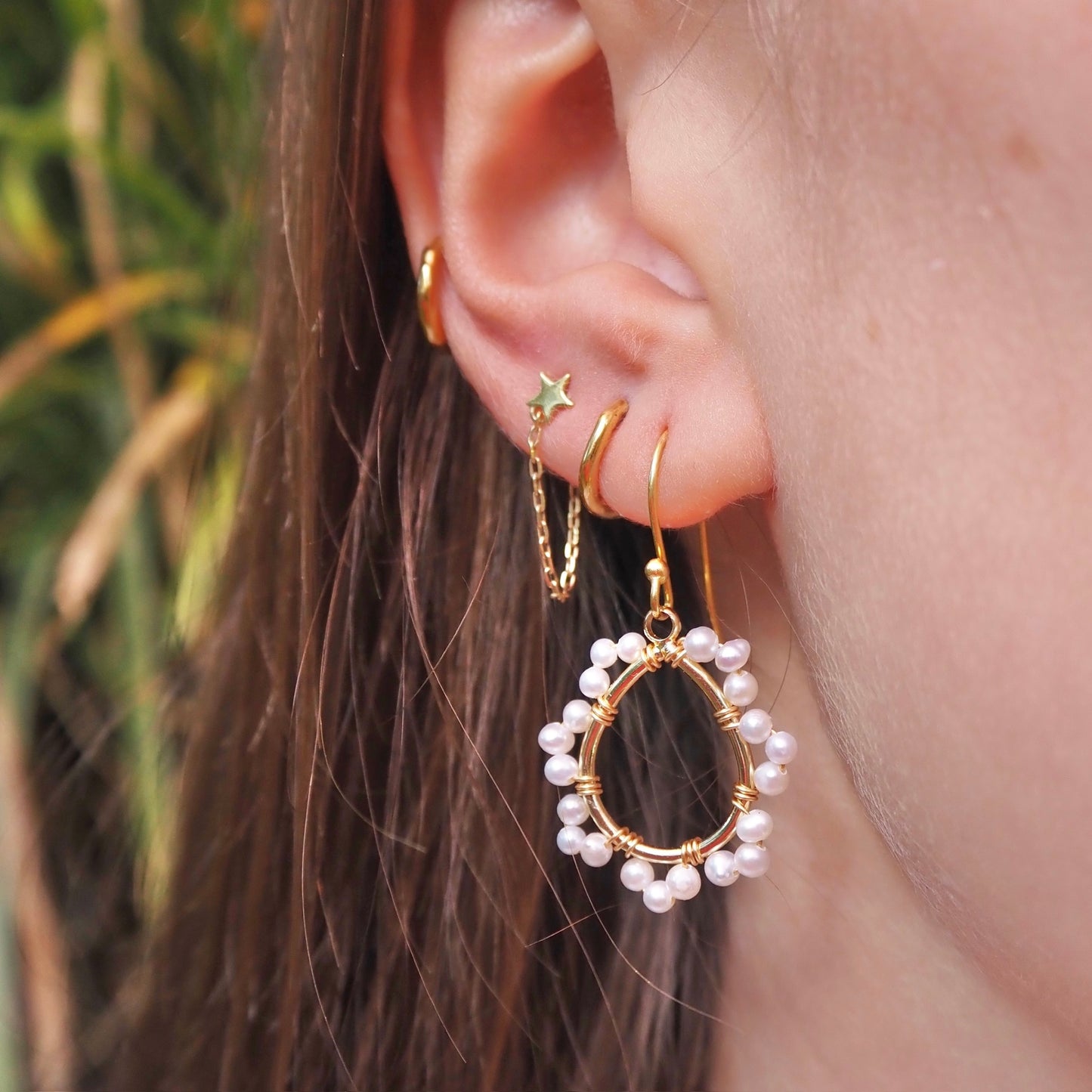 *Freshwater Pearl Mini Swirl Teardrop Earrings