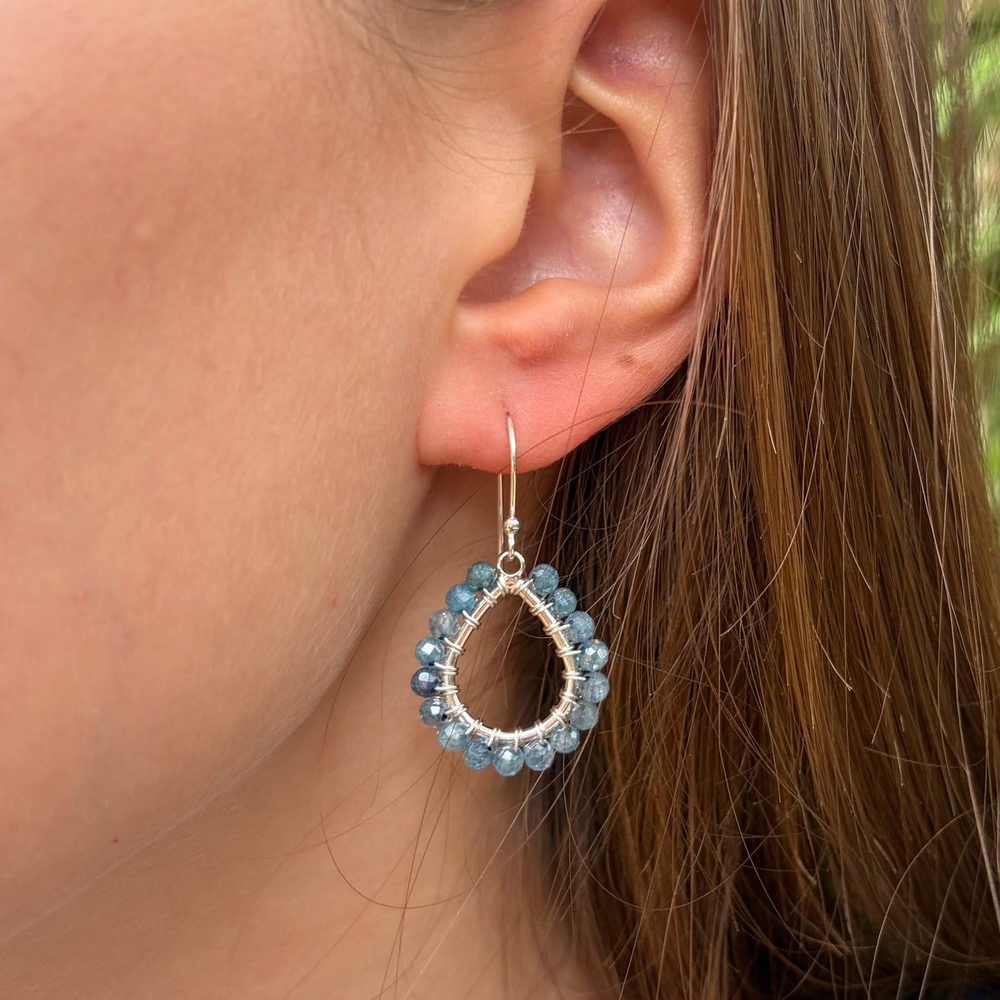 *Fuchsia Pink Garnet Mini Teardrop Earrings (Silver)