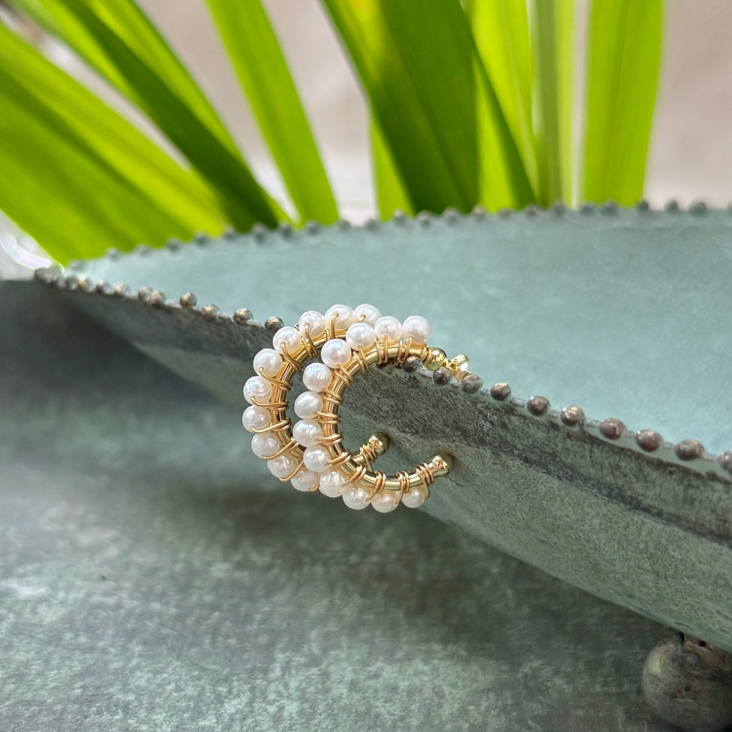 Freshwater Pearl Mini Hoop Beaded Earrings