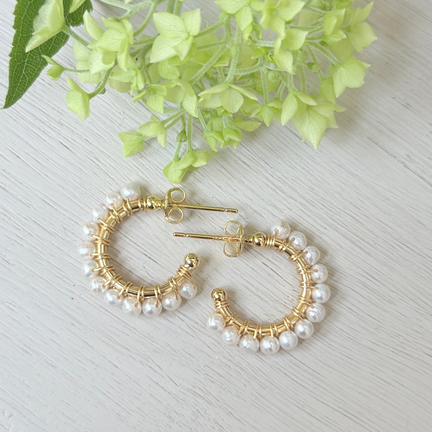 Freshwater Pearl Mini Hoop Beaded Earrings