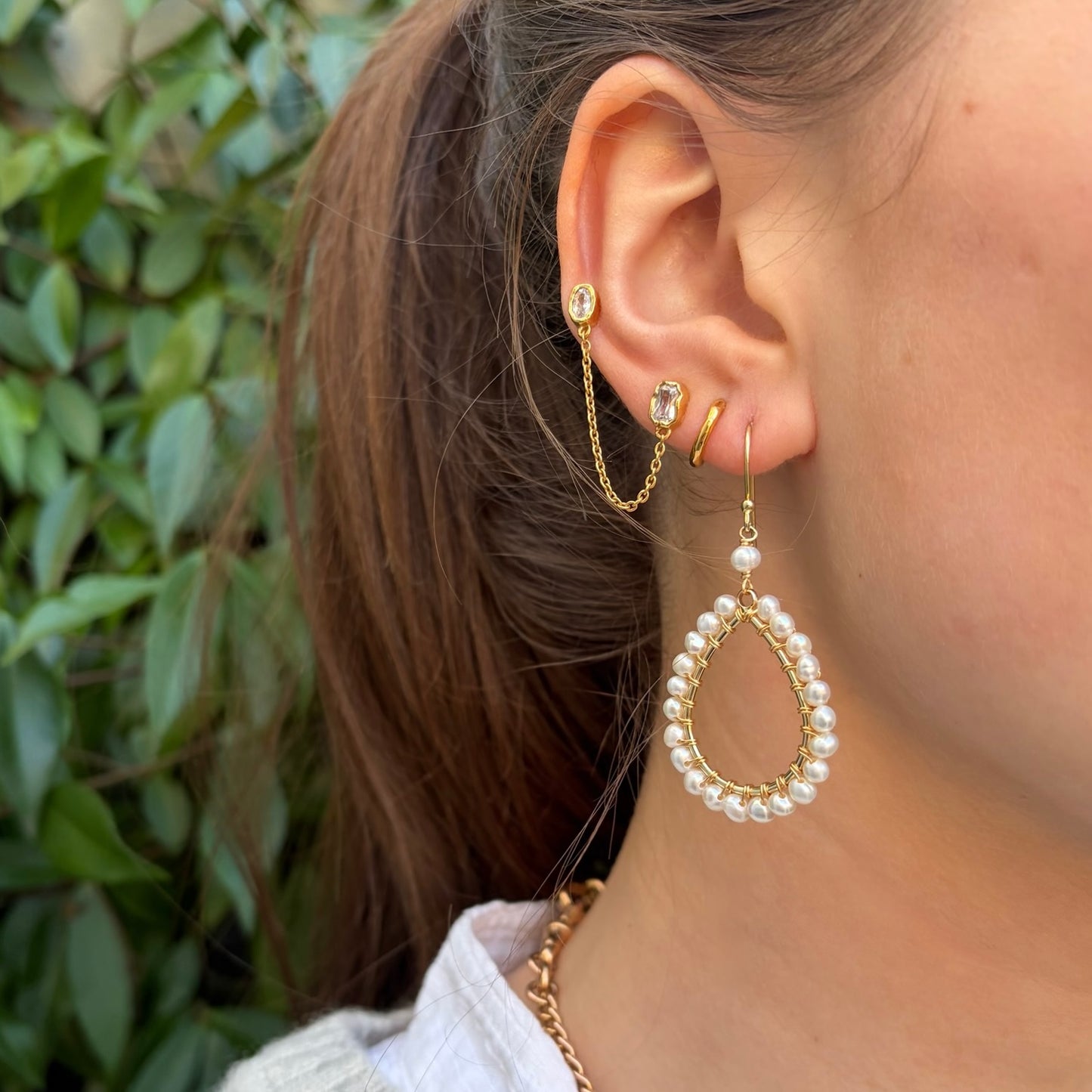 Freshwater Pearl Midi Teardrop Beaded Earrings