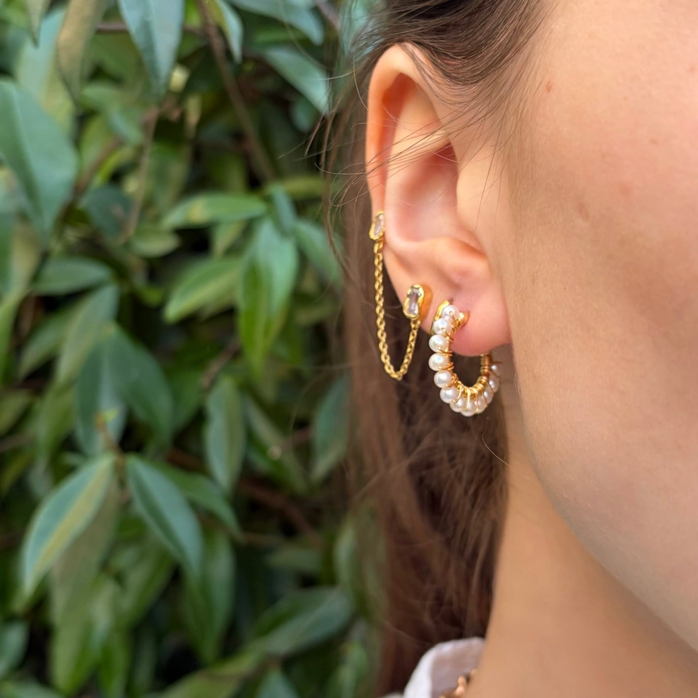 Freshwater Pearl Mini Hoop Beaded Earrings