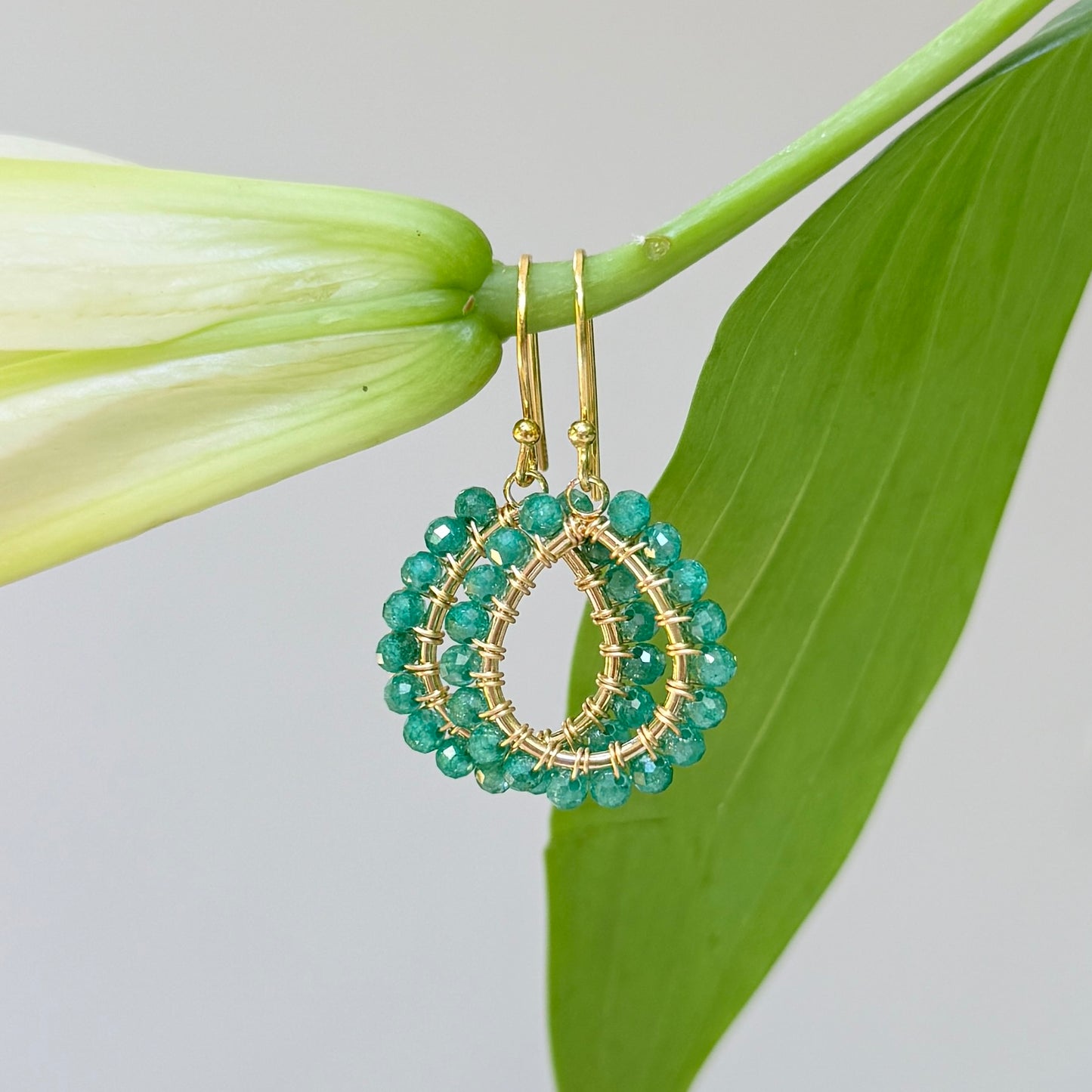 Dark Mint Jade Mini Teardrop Earrings