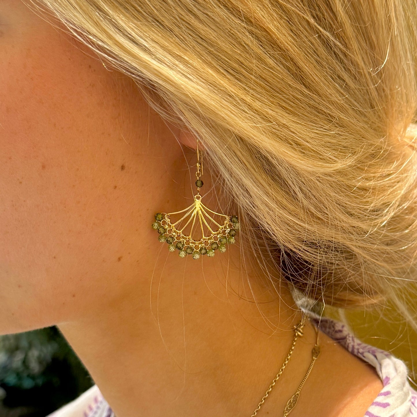 Black Onyx & Sparkly Charcoal Grey Hematite Rolo Fan Beaded Earrings