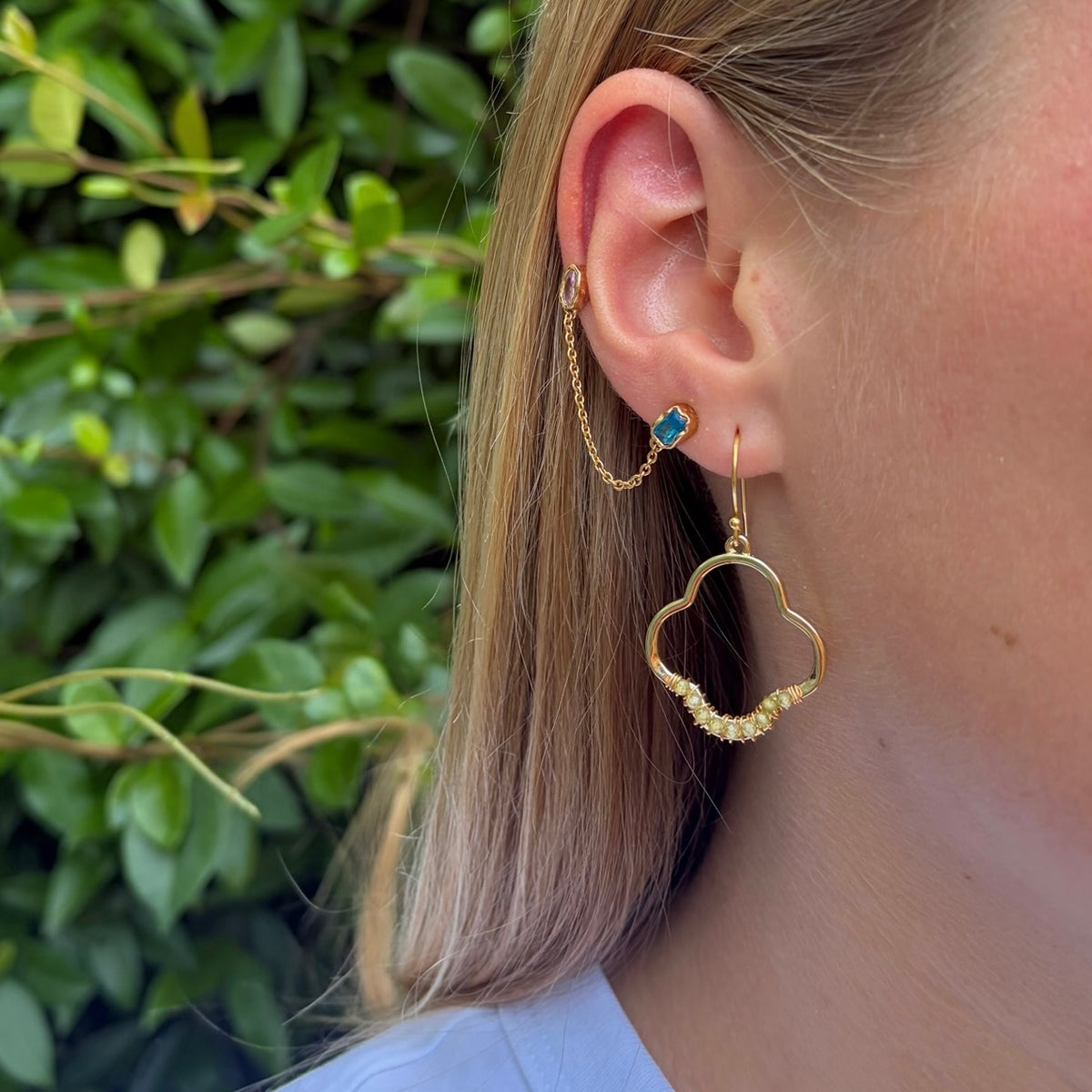Pale Peridot Mini Clover Earrings