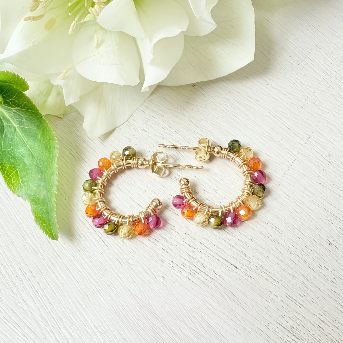 Chunky Tutti Frutti Mini Hoop Beaded Earrings