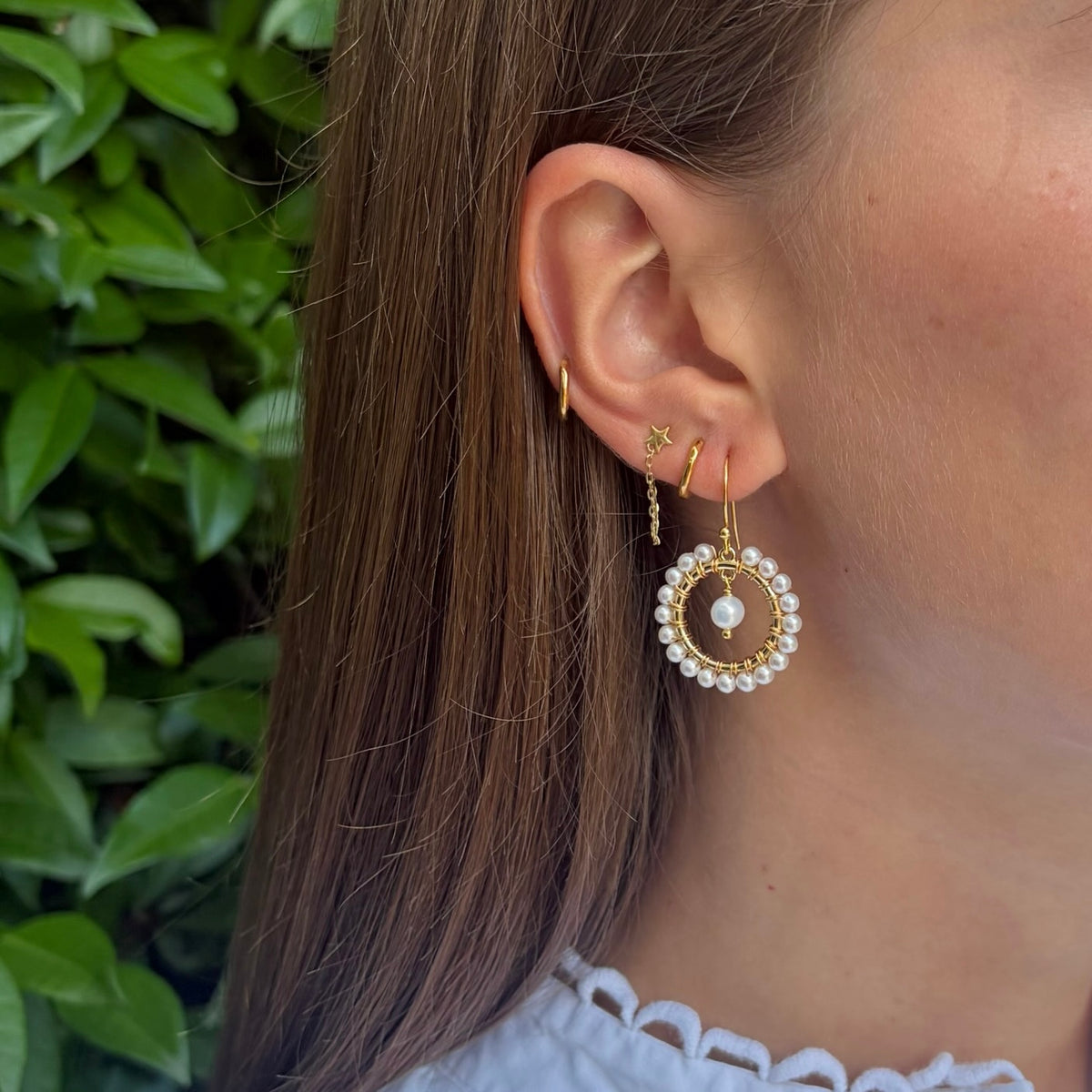 Freshwater Pearl Mini Round & Pearl Drop Beaded Earrings