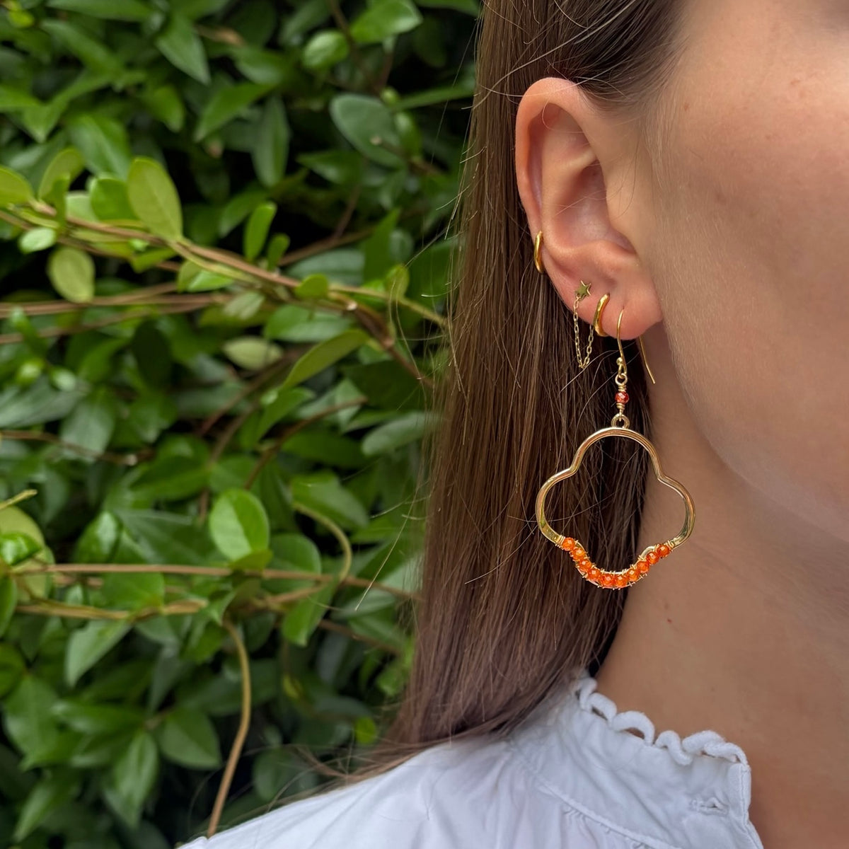 Mint Green Jade Midi Clover Earrings