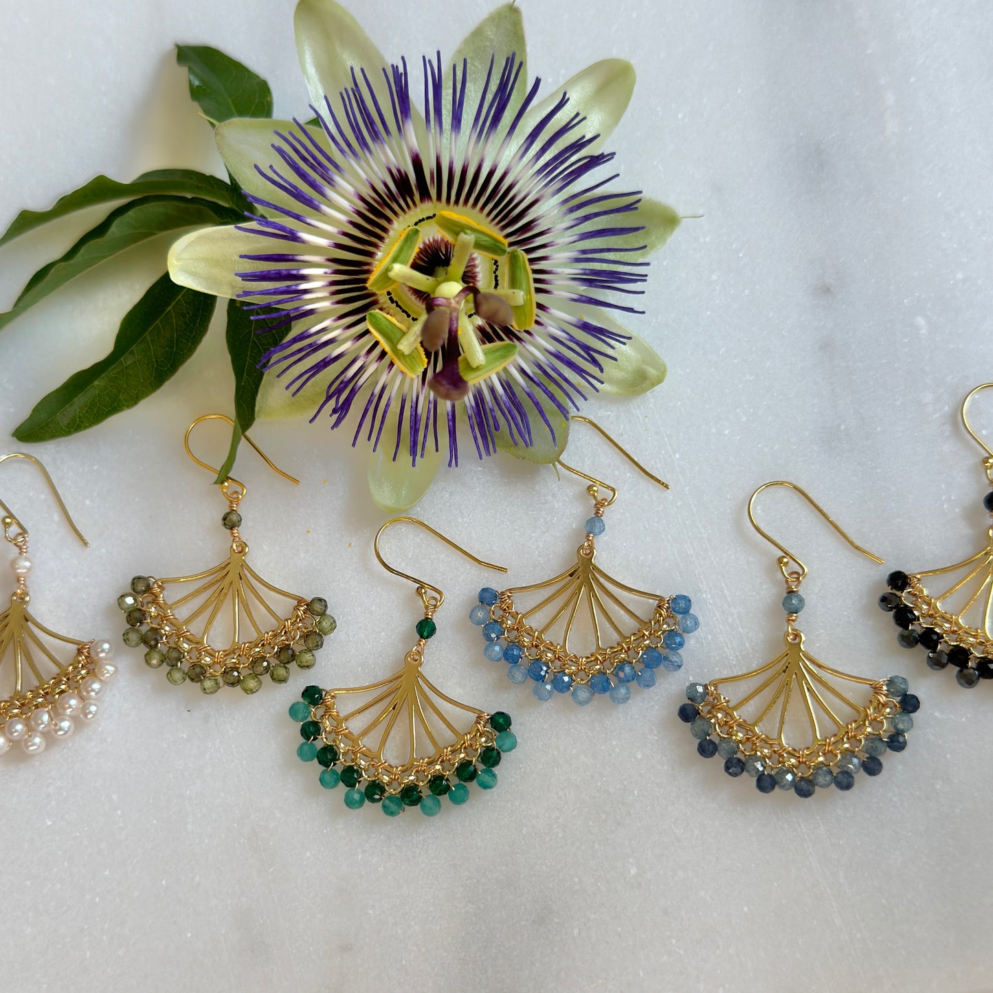 Freshwater Pearl Rolo Fan Beaded Earrings