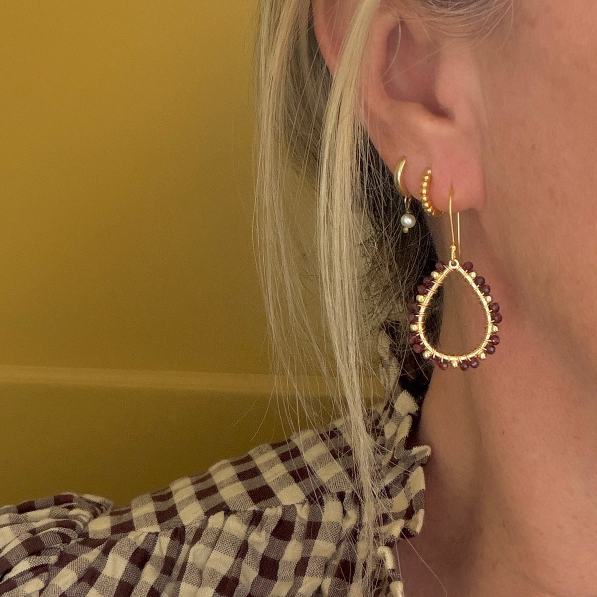 Burgundy Red Mini+ Bobble Teardrop Earrings