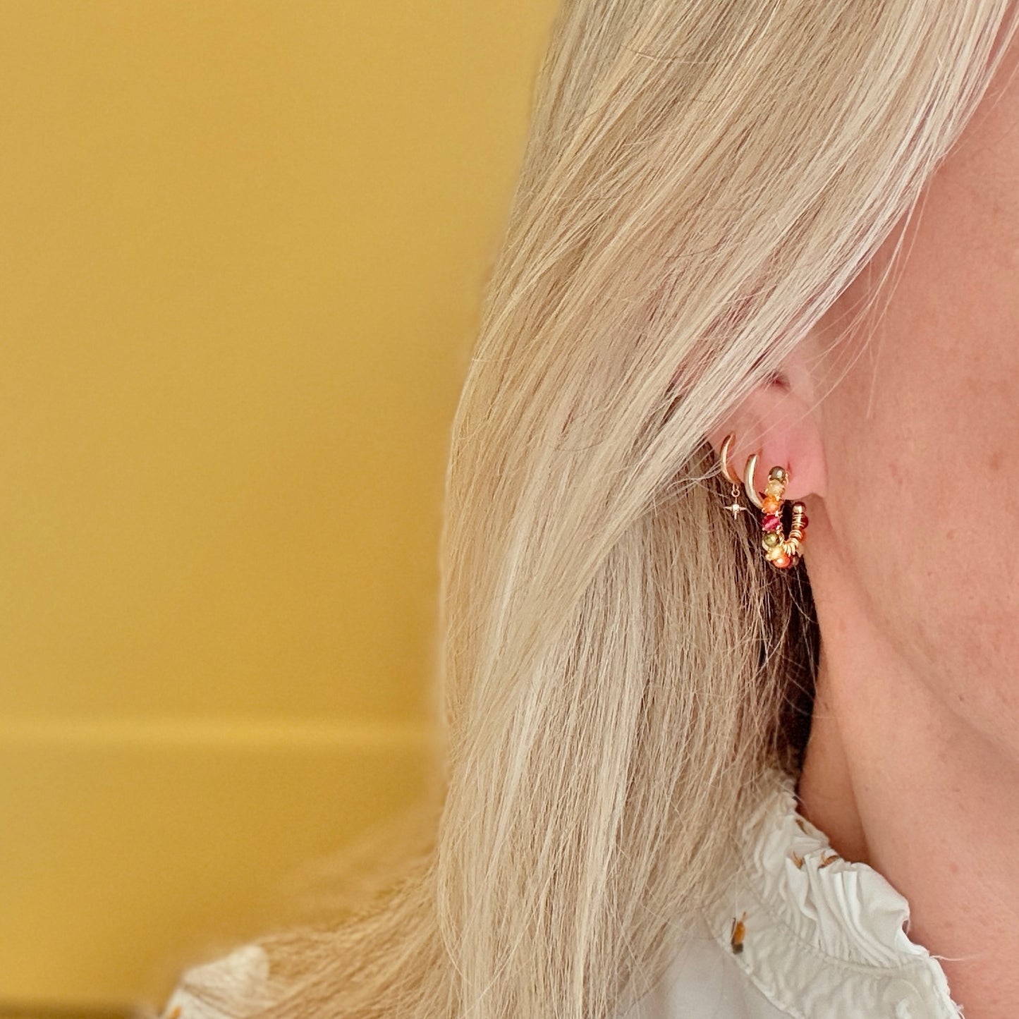 Chunky Tutti Frutti Mini Hoop Beaded Earrings