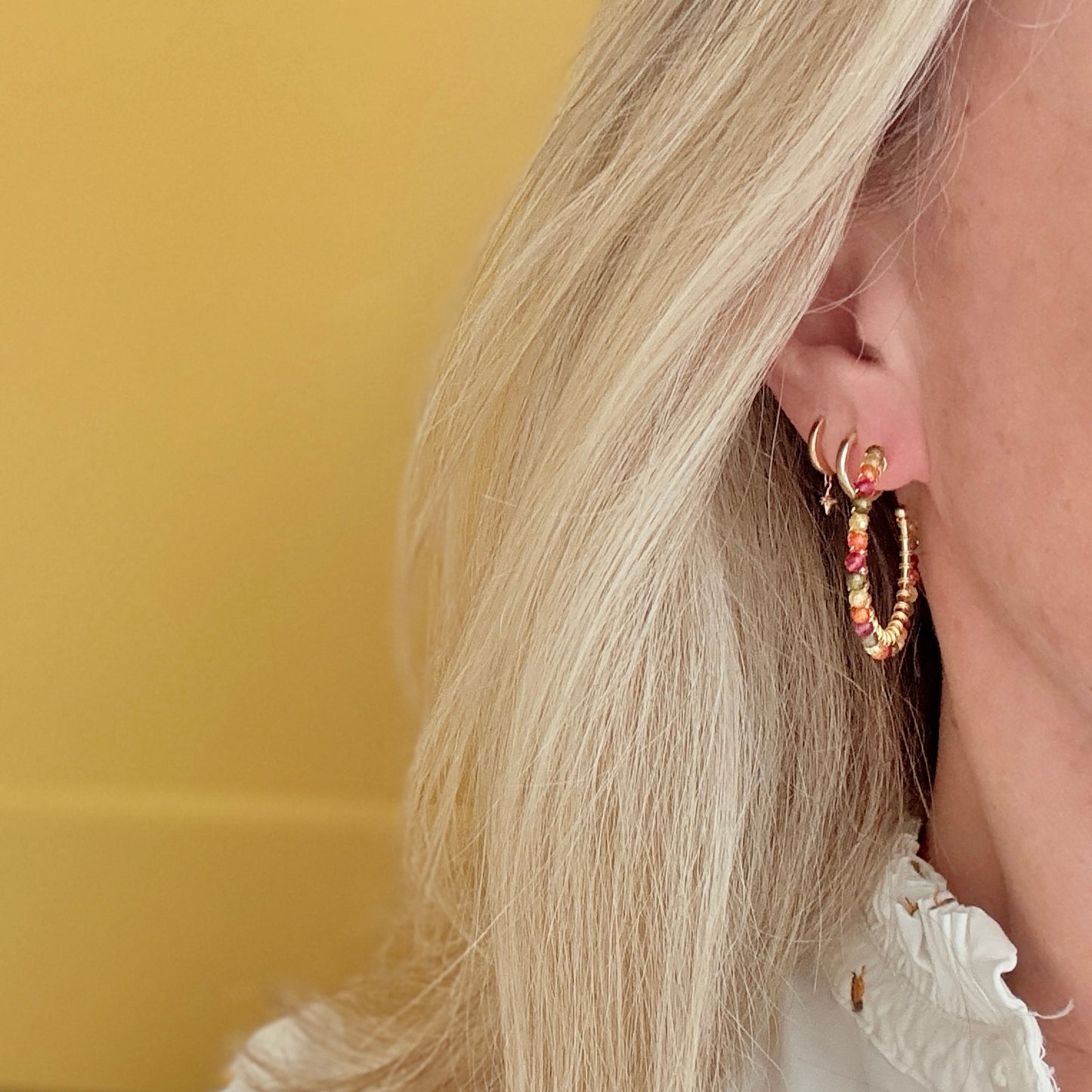 Tutti Frutti Solid Midi Hoop Beaded Earrings