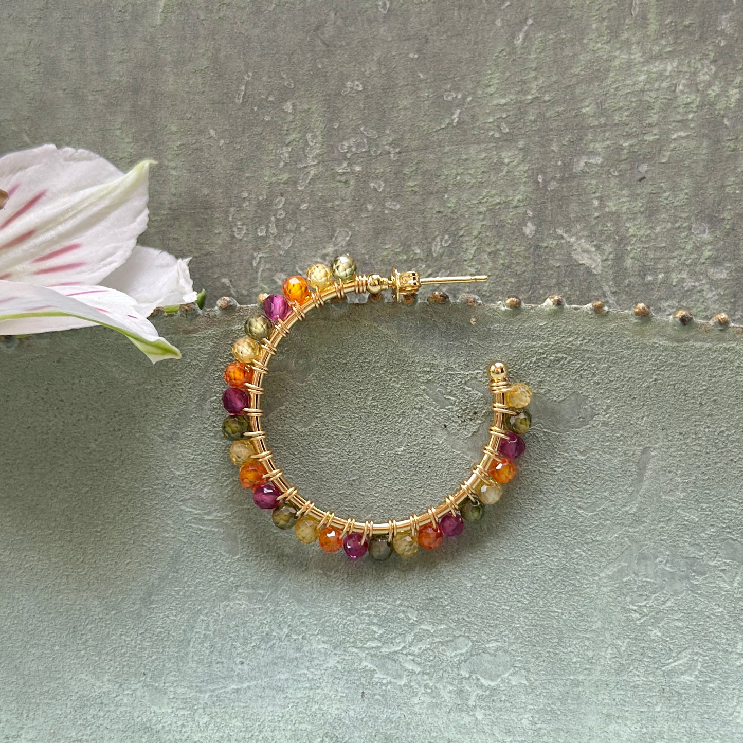 Tutti Frutti Solid Midi Hoop Beaded Earrings