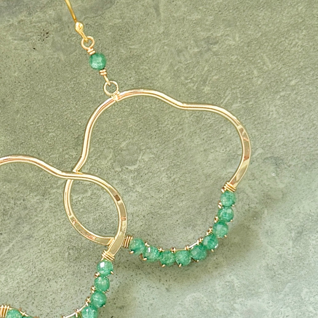 Apple Green Jade Clover Earrings