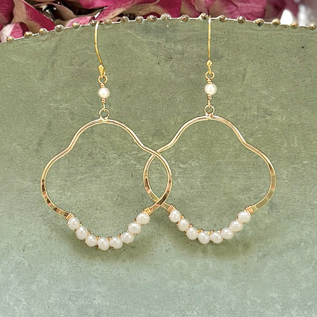 Freshwater Pearl Clover Earrings