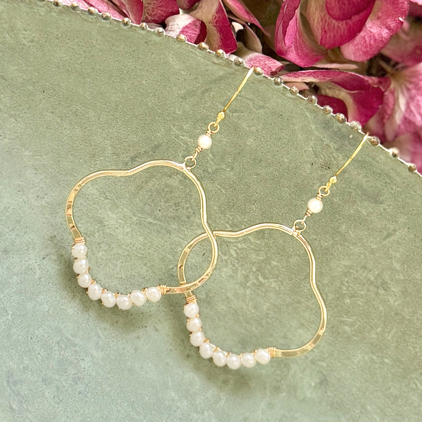 Freshwater Pearl Clover Earrings