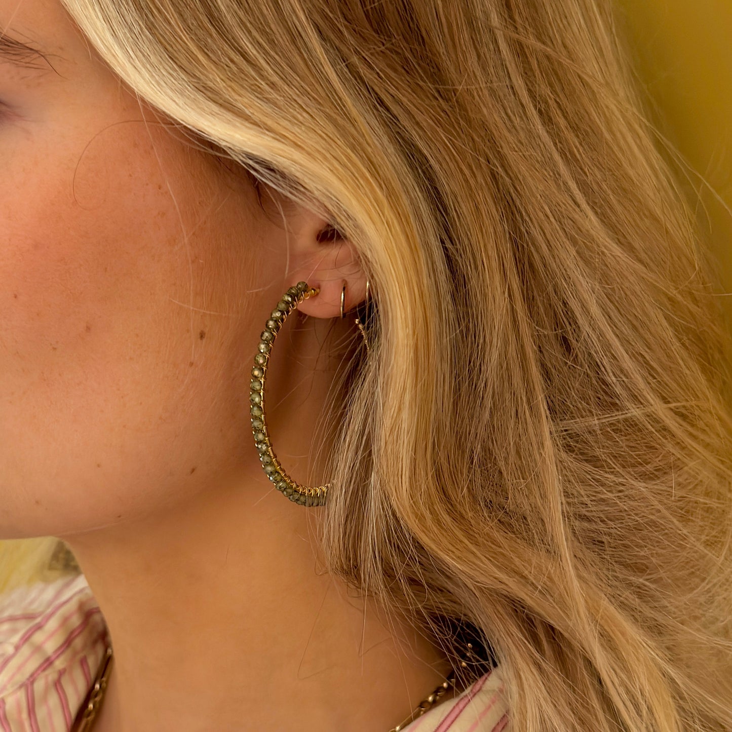 Dark Olive Green Peridot Maxi Hoop Earrings