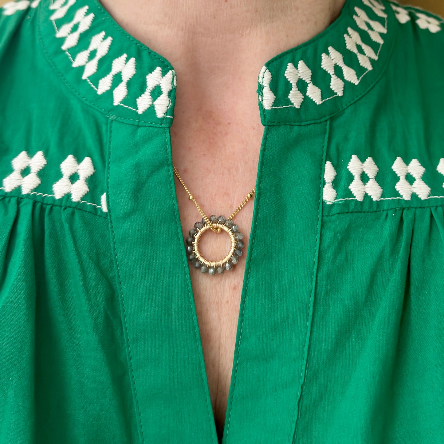 Sage Green Quartz (Midi Bead) Pendant Necklace