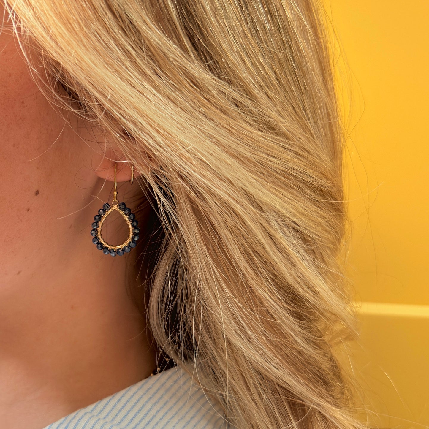 Dark Cornflower Blue Kyanite Mini Teardrop Earrings