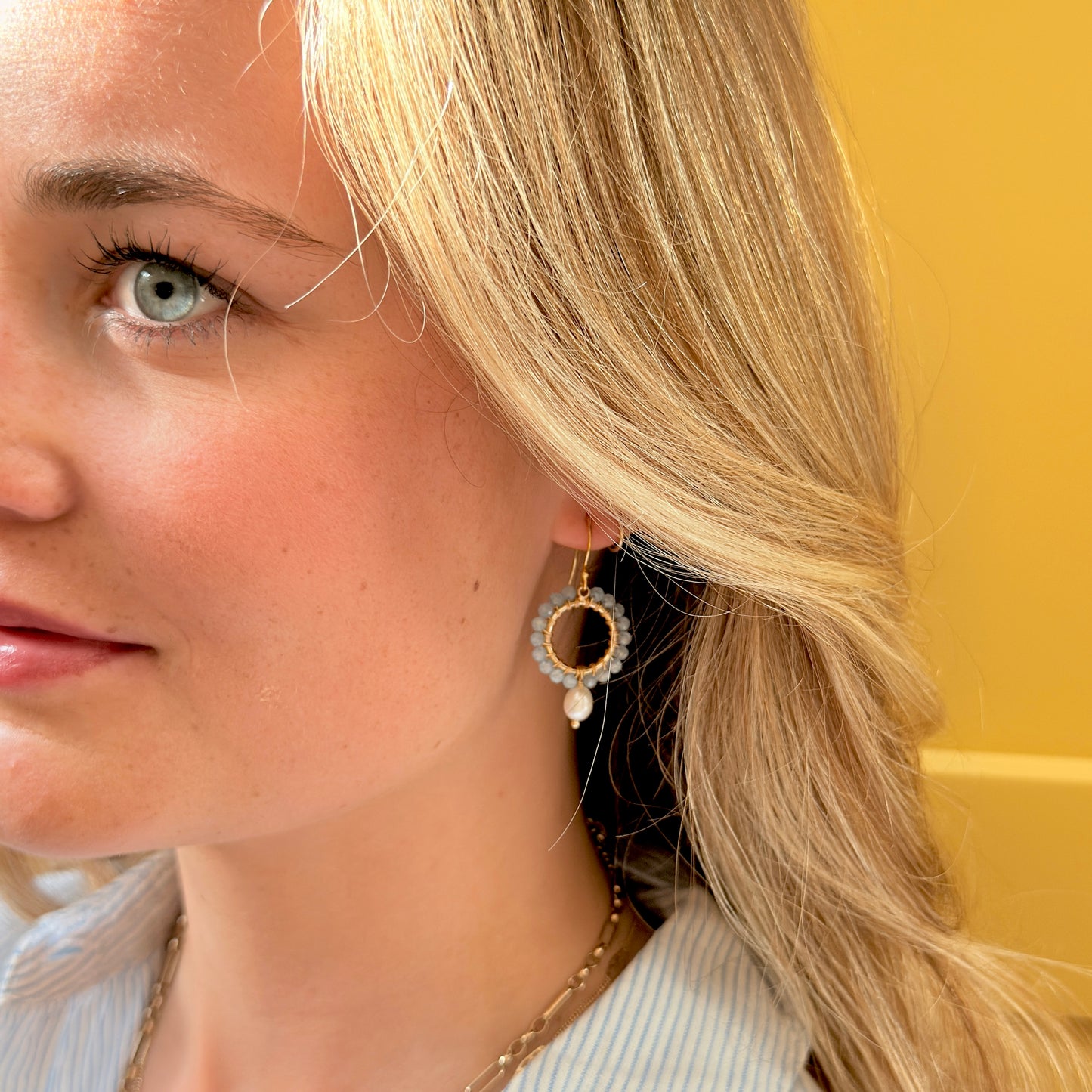 Burgundy Garnet Mini Round With Pearl Drop Beaded Earrings