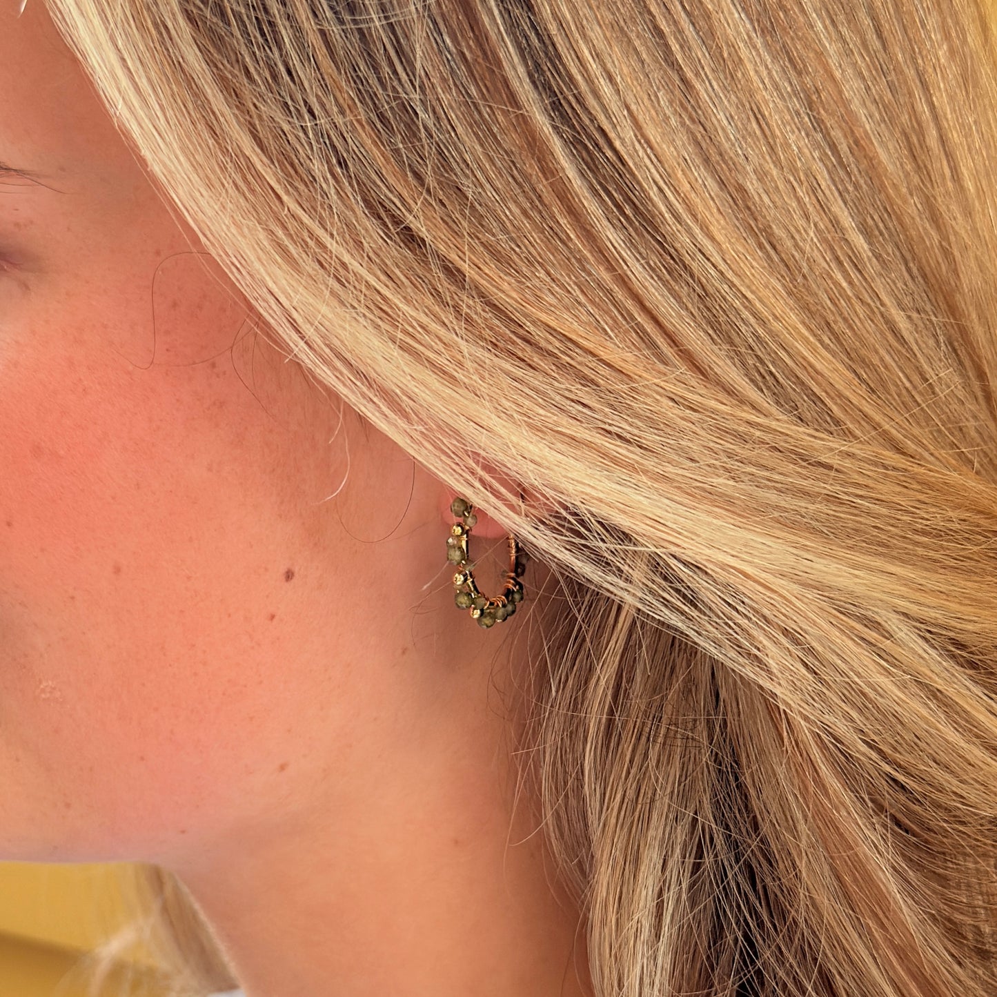 Royal Blue Azurite & Cornflower Blue Kyanite Mini Bobble Hoop Beaded Earrings