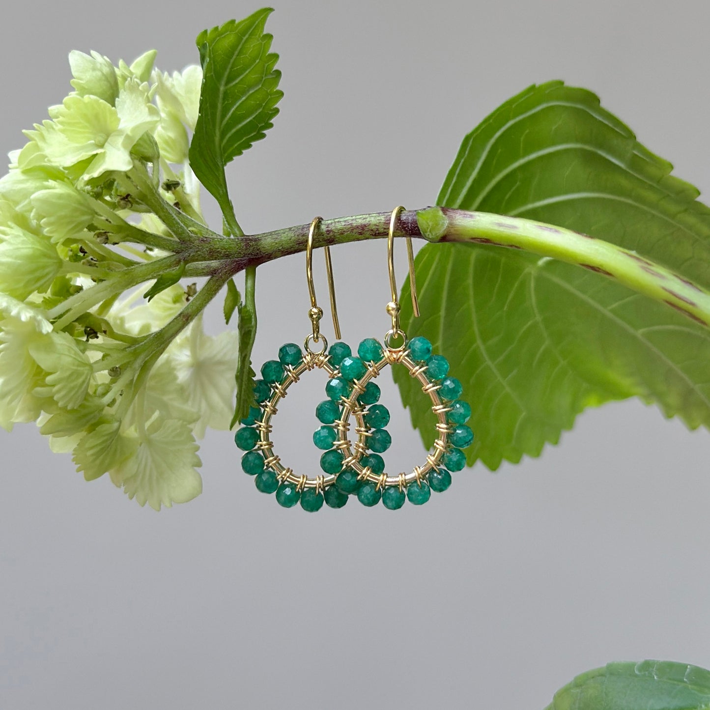 Emerald Green Jade Mini Teardrop Earrings