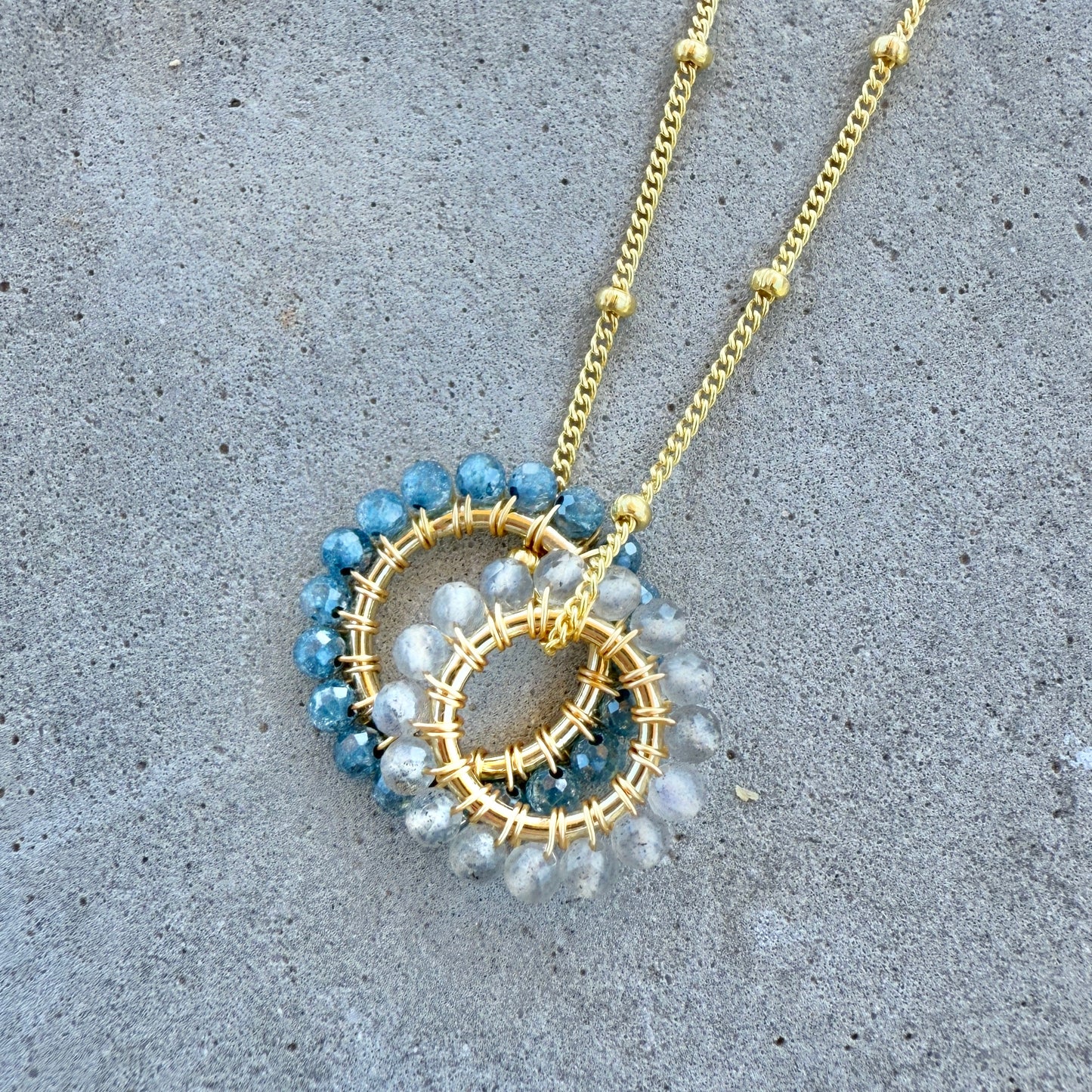 Airforce Blue Quartz Midi Pendant For Necklace Chain