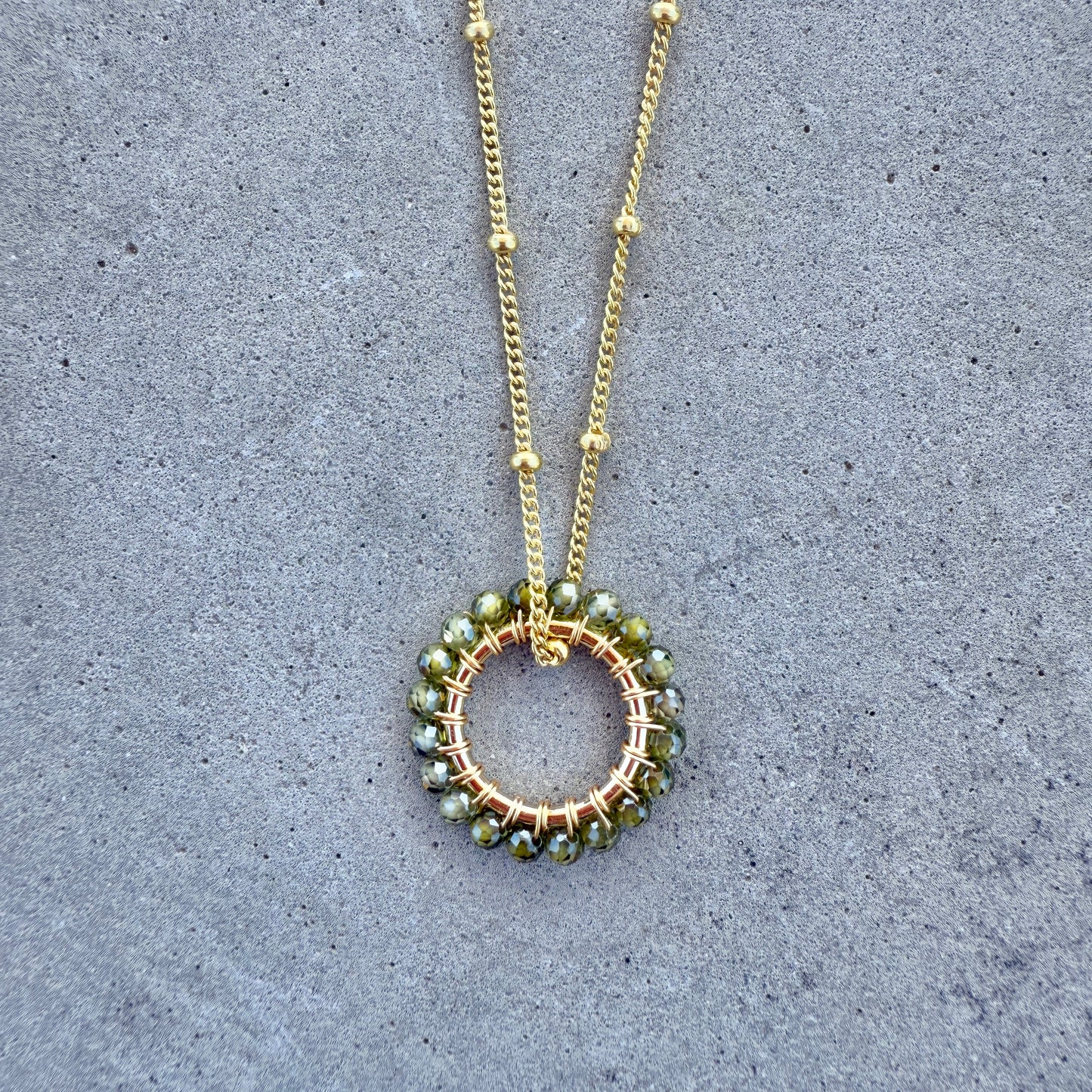 Olive Green Peridot Midi Pendant For Necklace Chain