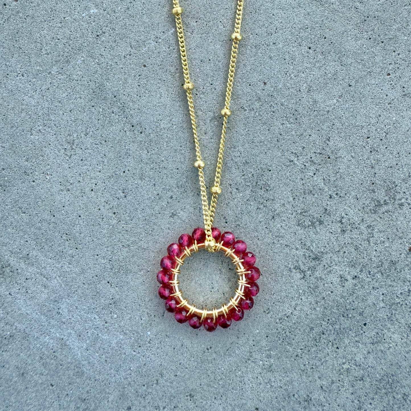 Fuchsia Pink Garnet Midi Pendant For Necklace Chain