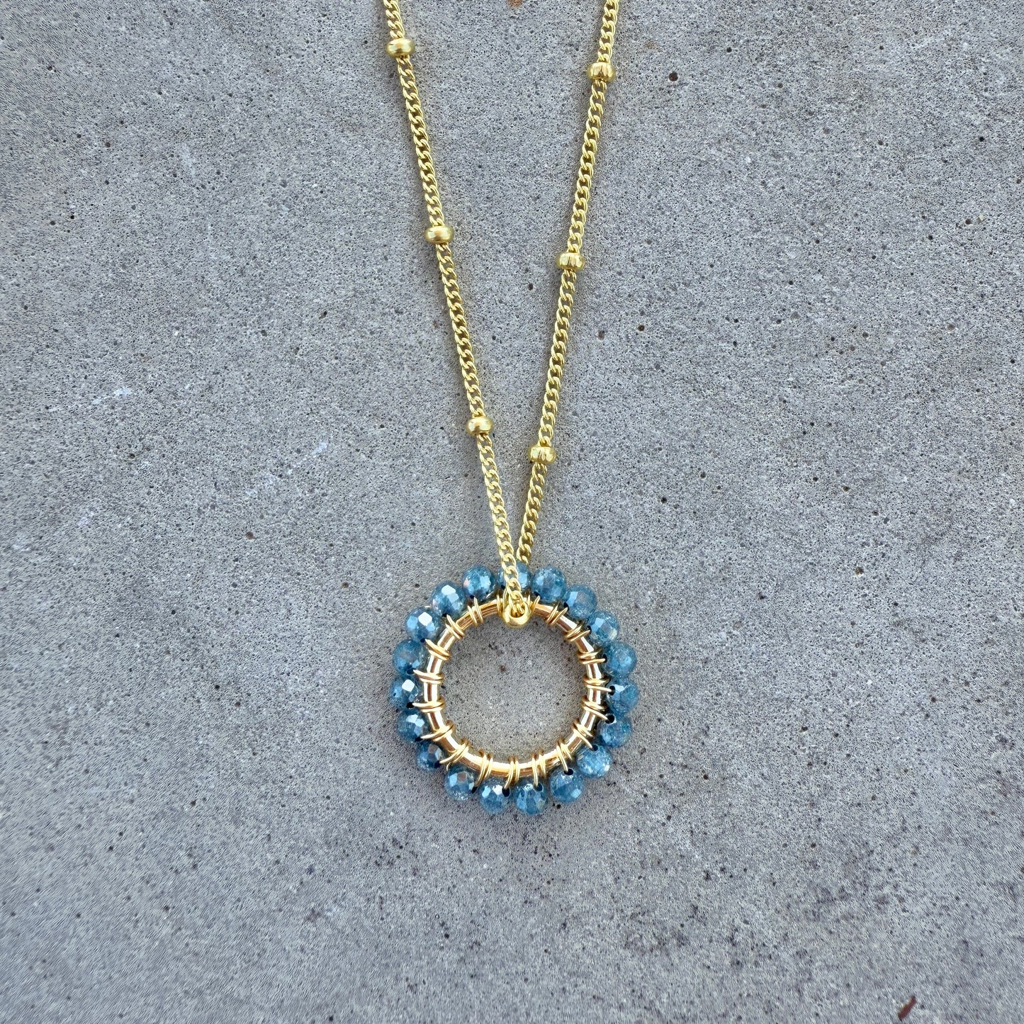 Airforce Blue Quartz Midi Pendant For Necklace Chain