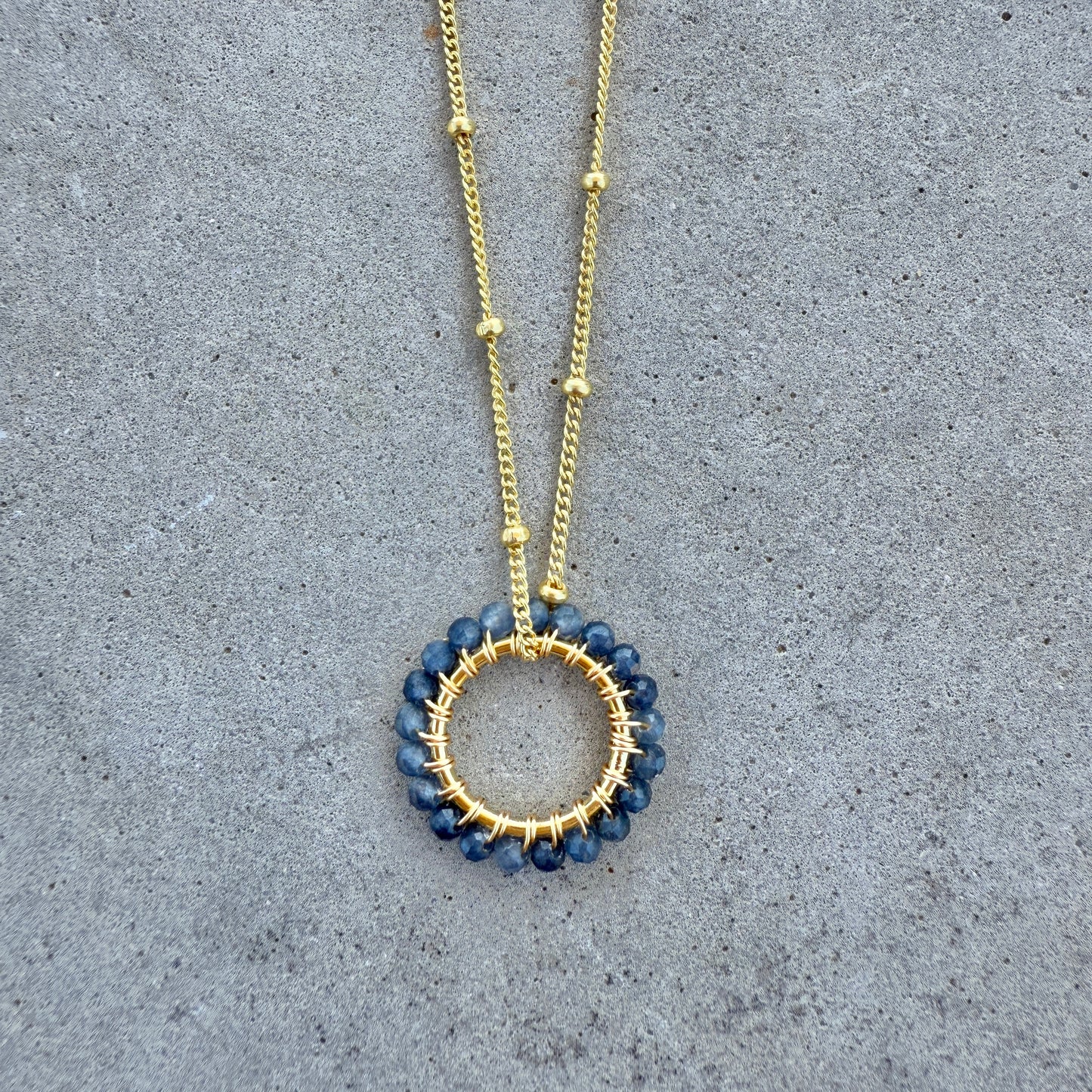 Dark Denim Blue Iolite Midi Pendant For Necklace Chain