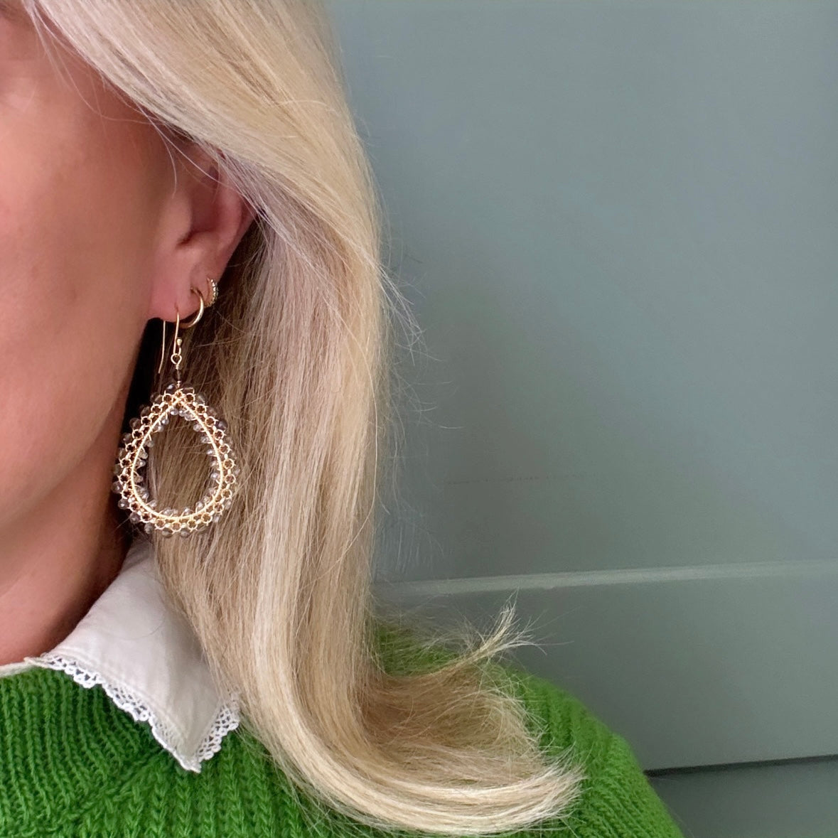Orange Carnelian & Fuchsia Pink Garnet Maxi Rolo Teardrop Beaded Earrings