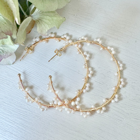 Freshwater Pearl Swirl Wrapped Maxi Hoops