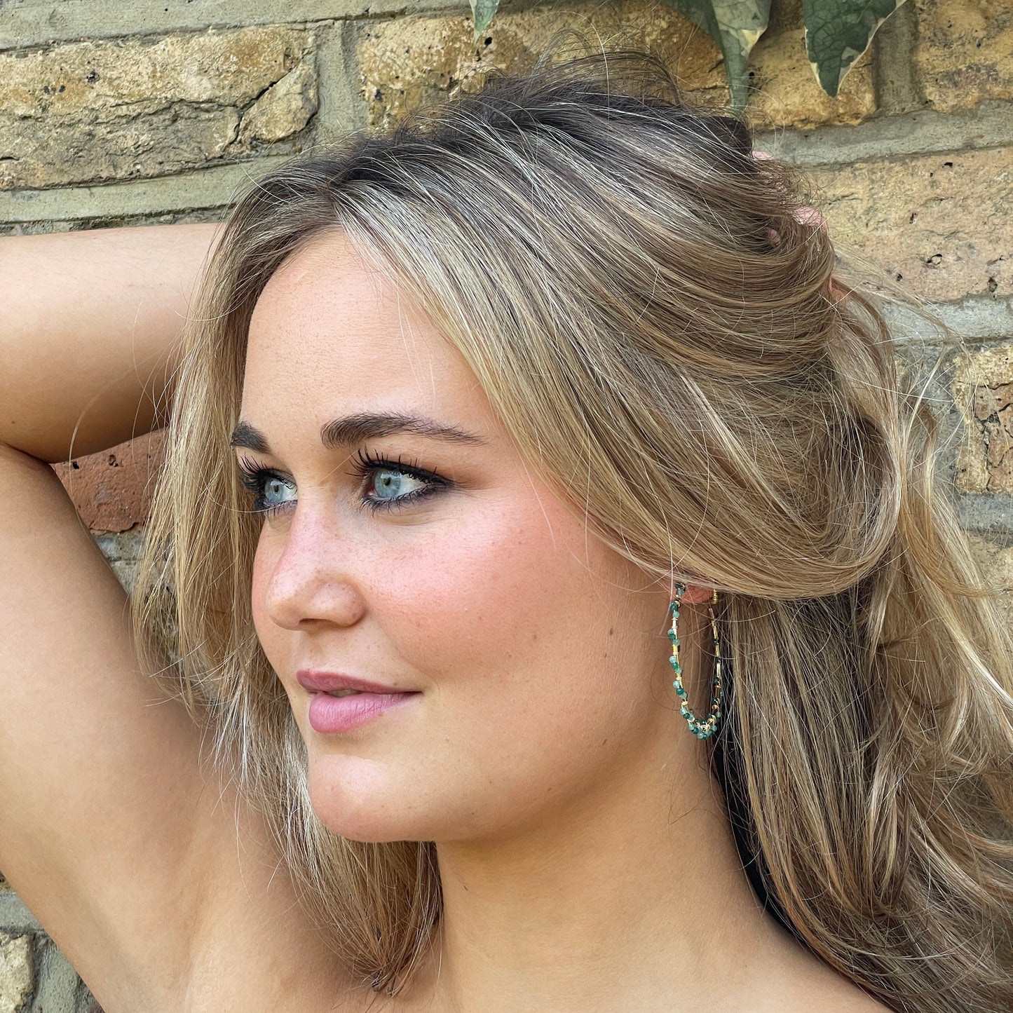 Mint Green Jade & Emerald Green Jade Swirl Wrapped Maxi Hoops