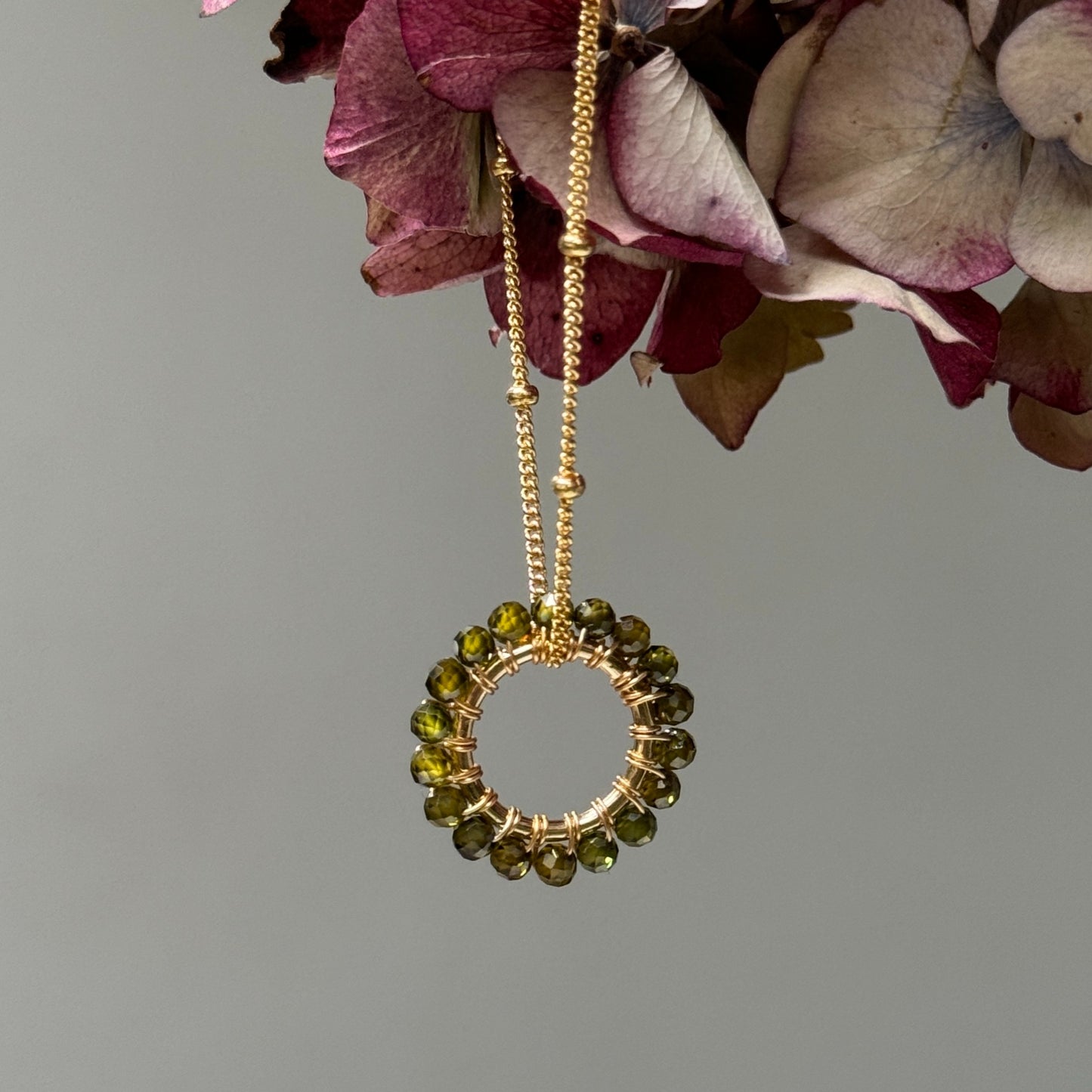 Olive Green Peridot (Midi Bead) Pendant Necklace