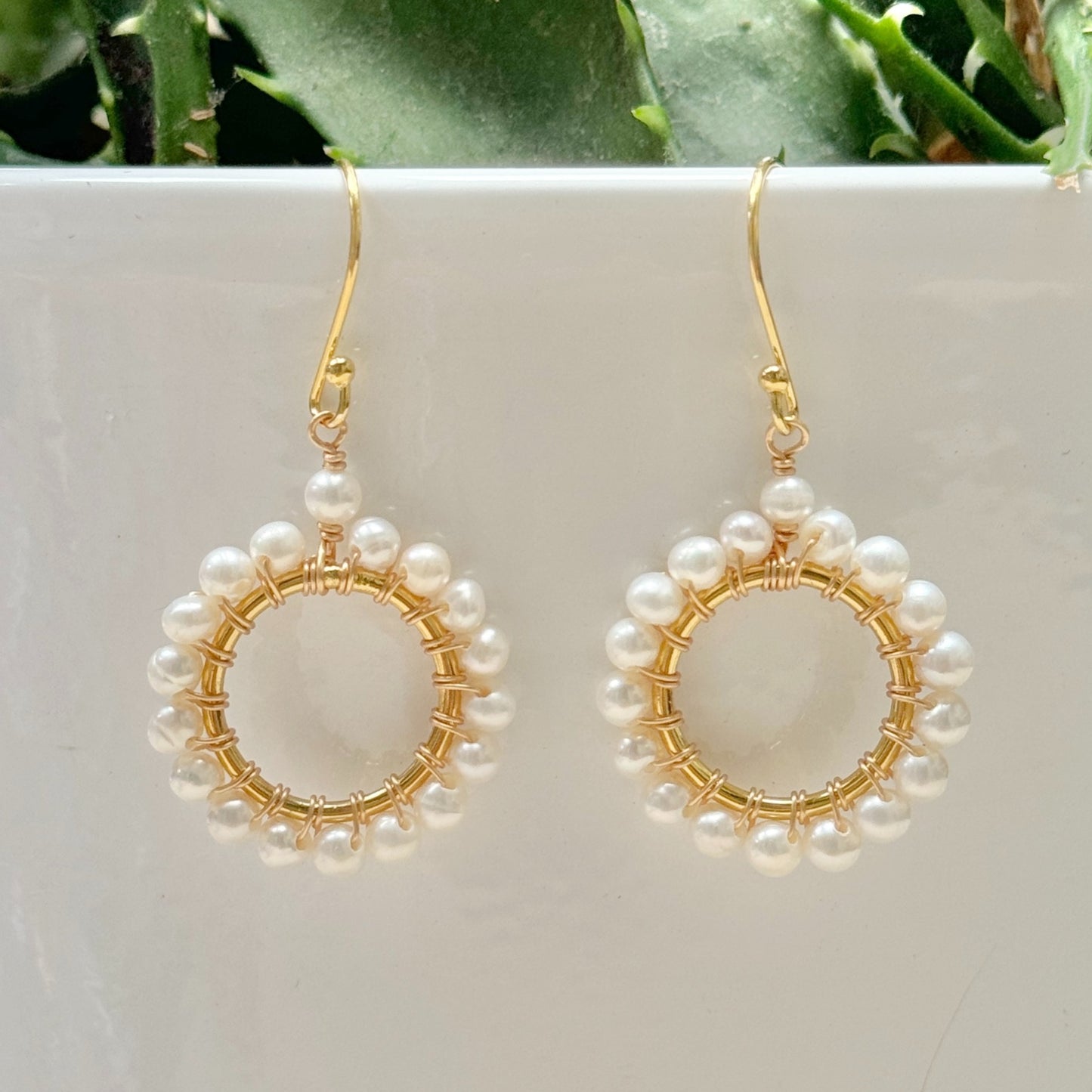 Freshwater Pearl (Midi Bead) Small Round Beaded Earrings