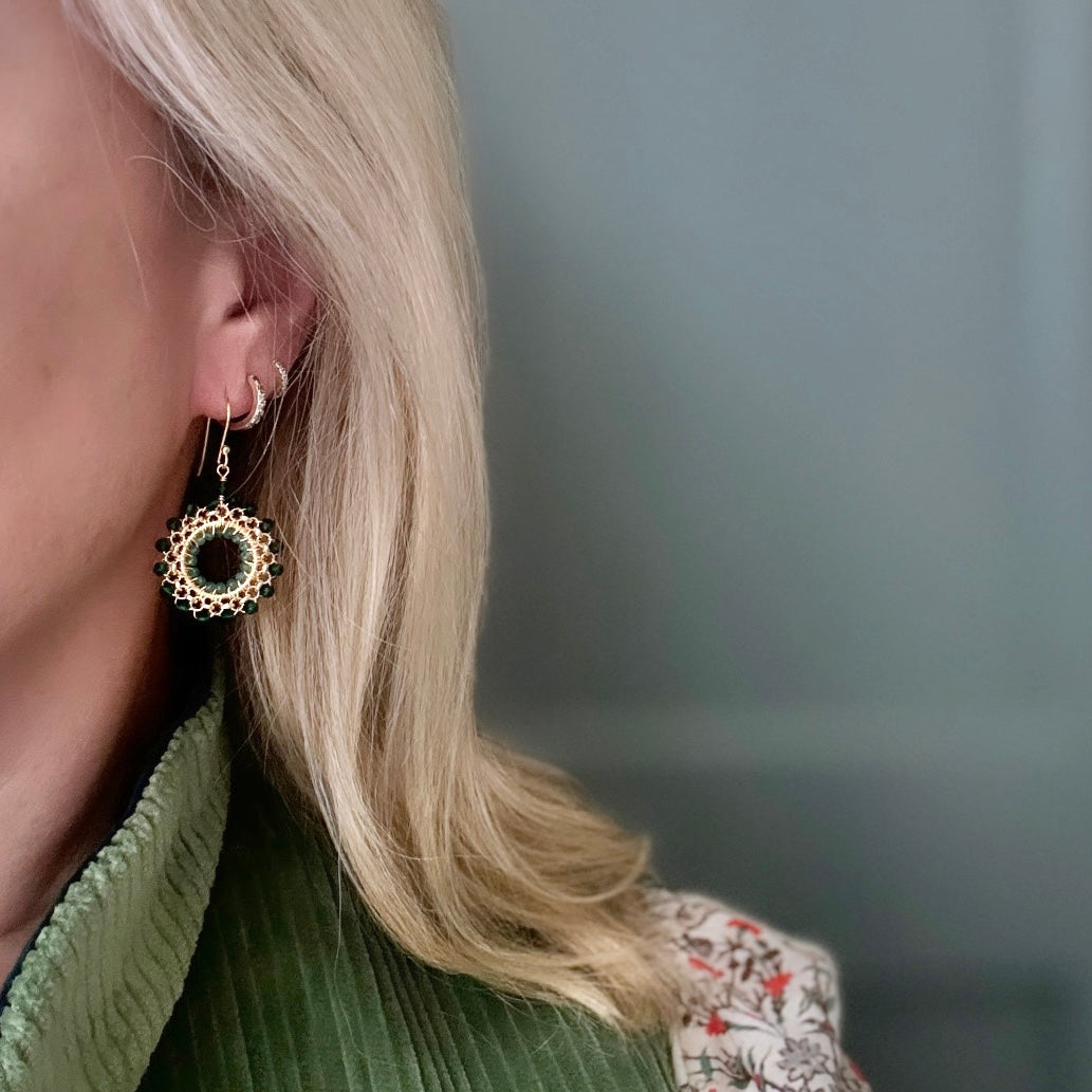 Peridot Rolo Round Beaded Earrings