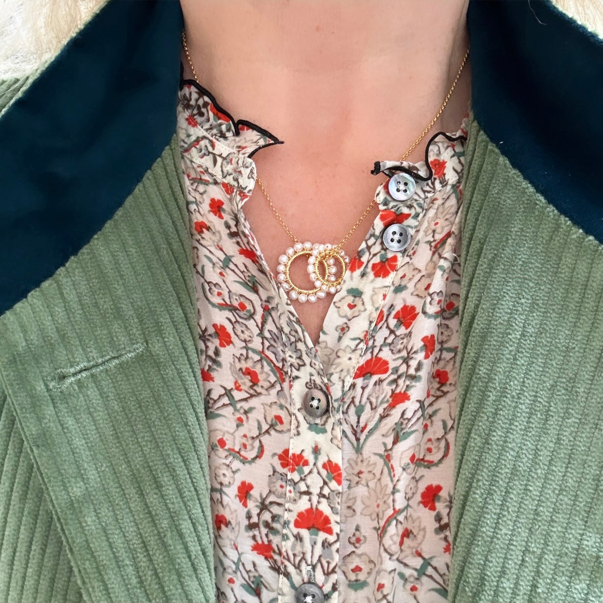 Freshwater Pearl (Midi Bead) Double Pendant Necklace