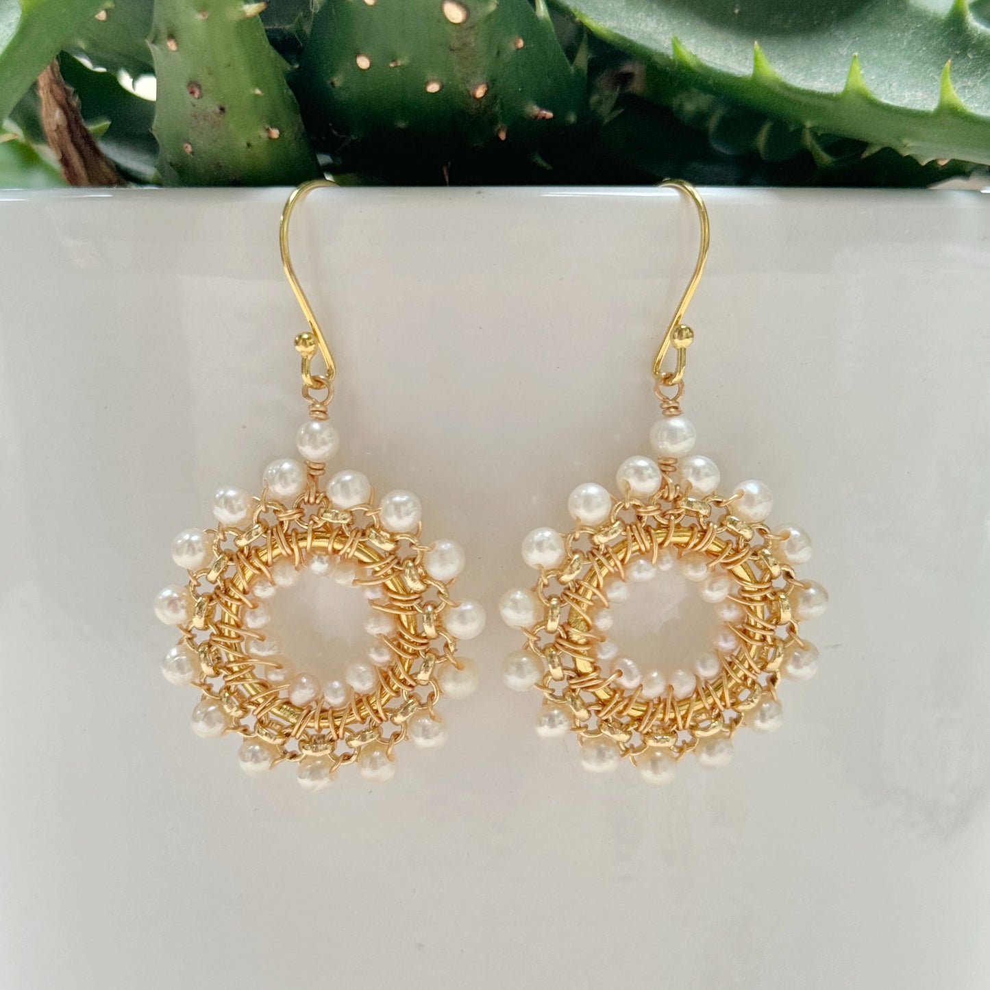 Freshwater Pearl Rolo Round Beaded Earrings