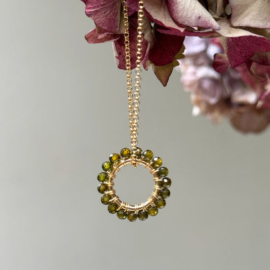 Olive Green Peridot (Midi Bead) Pendant Necklace