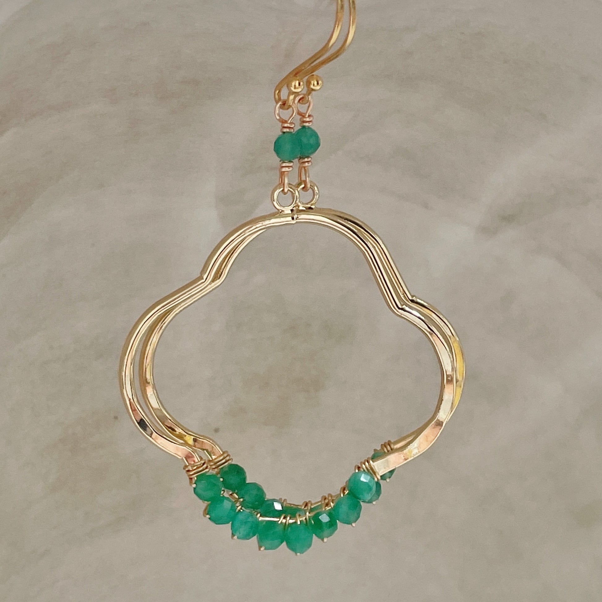 Mint Green Jade Clover Earrings