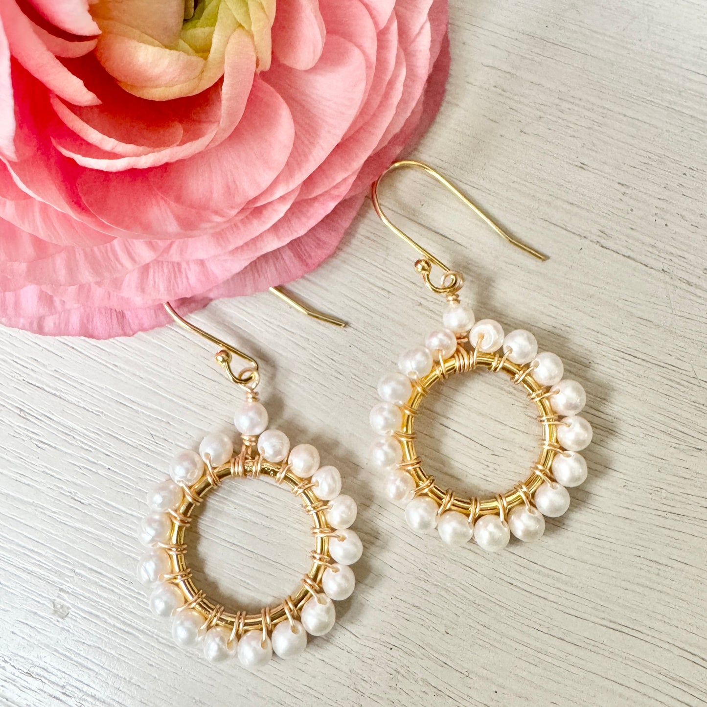 Freshwater Pearl (Midi Bead) Small Round Beaded Earrings
