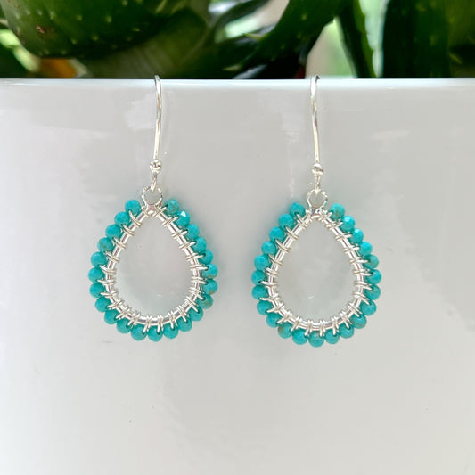 Turquoise Tiny Teardrops (Silver)